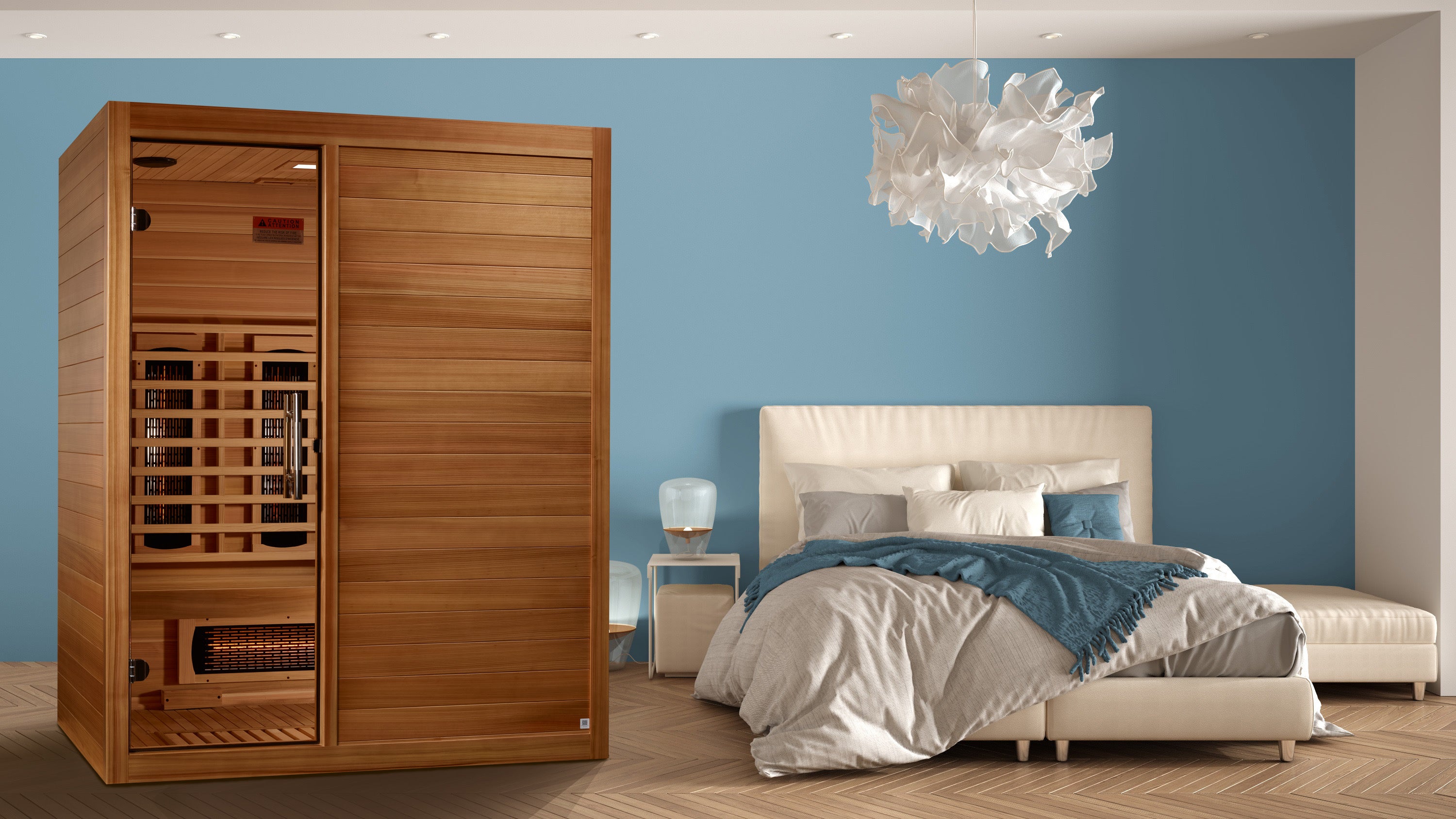 Maxxus S-Line Yoga 3–Person Full-Spectrum Near-Zero EMF FAR Infrared Sauna (Pacific Cedar) — with Chromotherapy & Bluetooth Audio