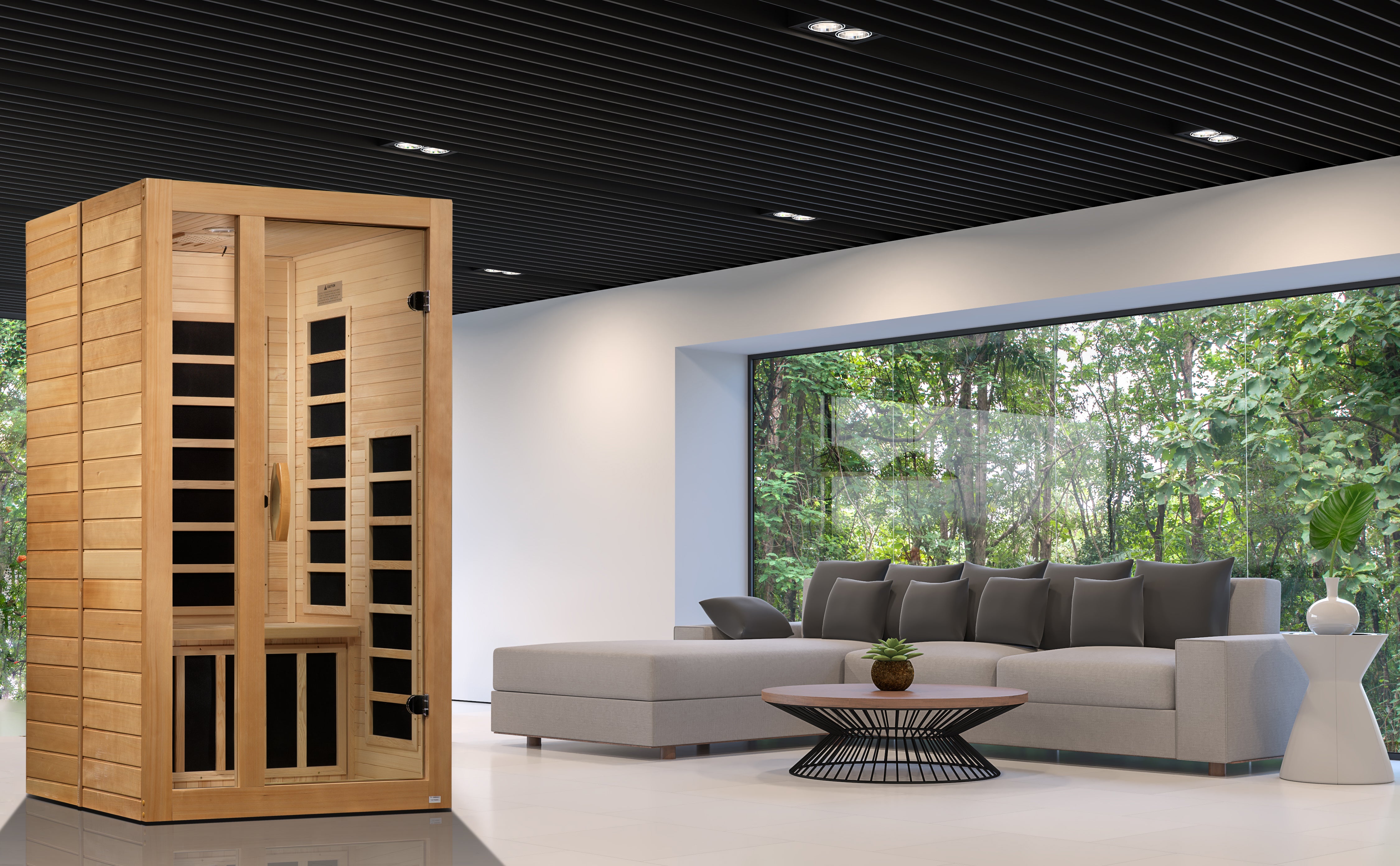 Dynamic Gracia Elite 1–2 Person Ultra Low-EMF Infrared Sauna (Canadian Hemlock) — with Chromotherapy & Bluetooth Audio