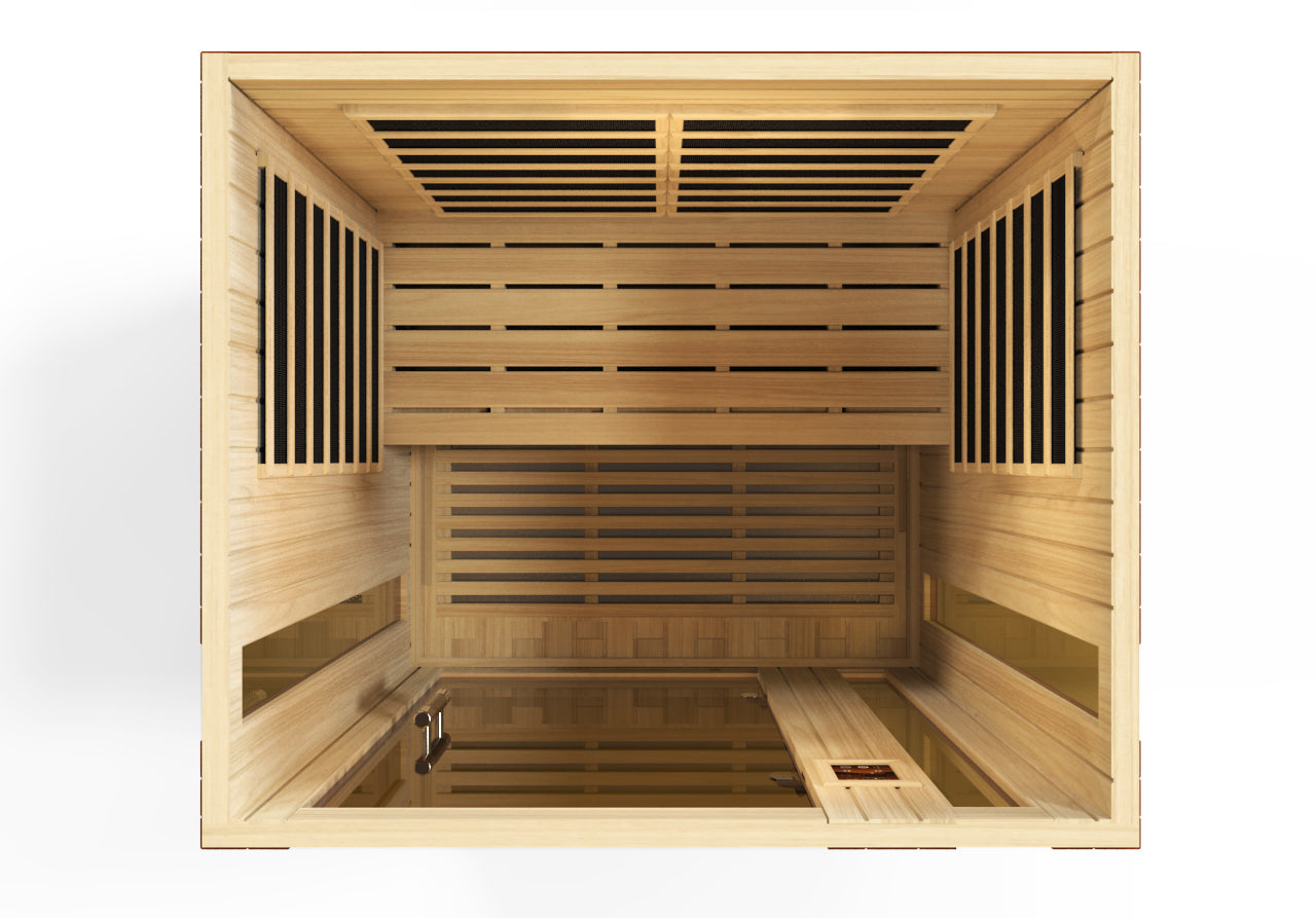 Dynamic Vittoria Elite 2–Person Ultra Low-EMF Infrared Sauna (Canadian Hemlock) — with Chromotherapy, Bronze Glass & Bluetooth Audio