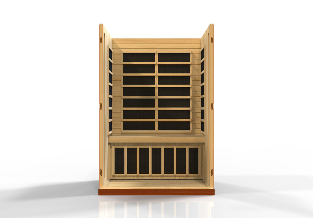 Dynamic Vittoria Elite 2–Person Ultra Low-EMF Infrared Sauna (Canadian Hemlock) — with Chromotherapy, Bronze Glass & Bluetooth Audio
