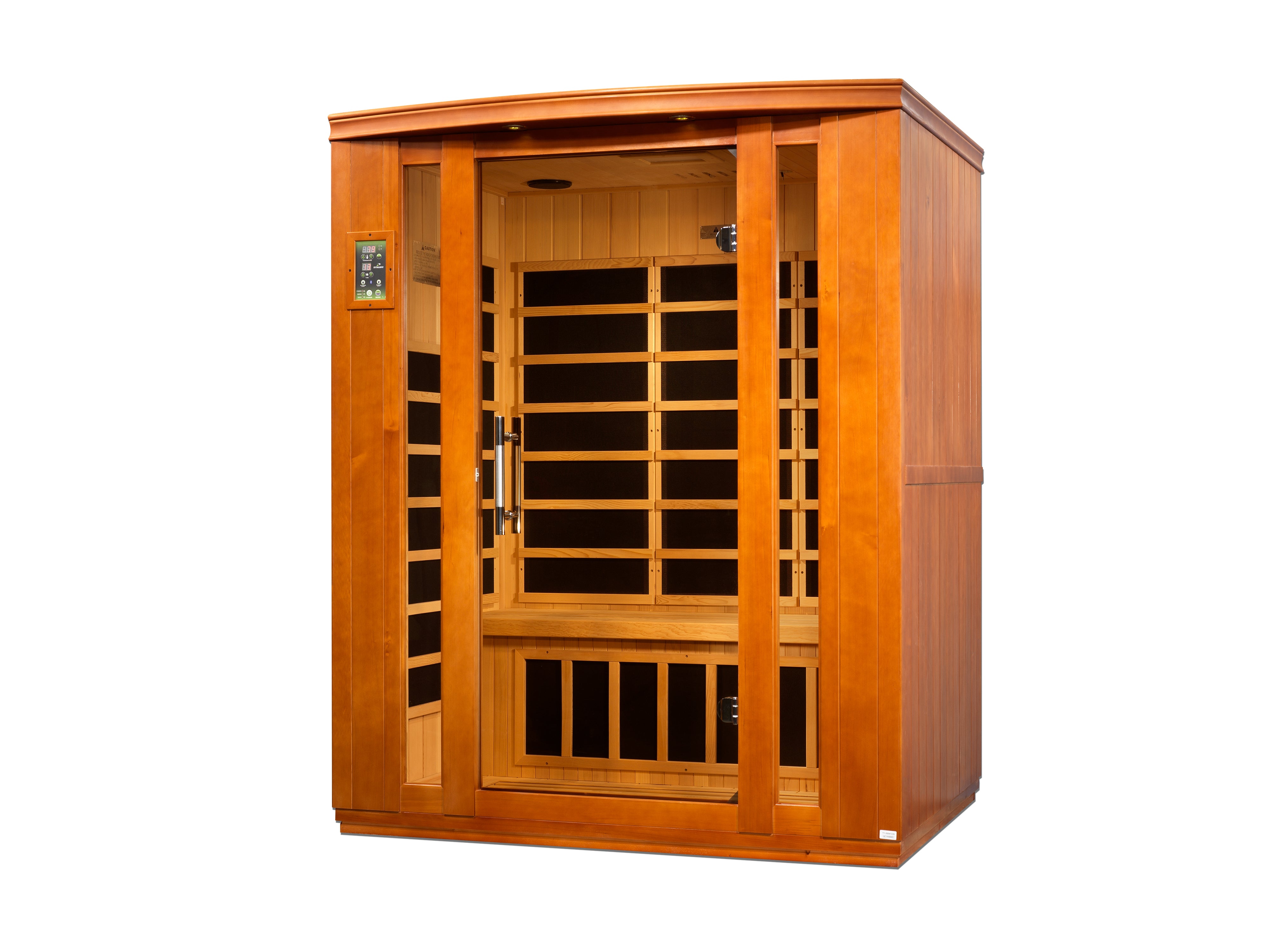Dynamic Bellagio 3–Person Low-EMF Infrared Sauna (Canadian Hemlock) — with Chromotherapy, Bronze Glass & Bluetooth Audio