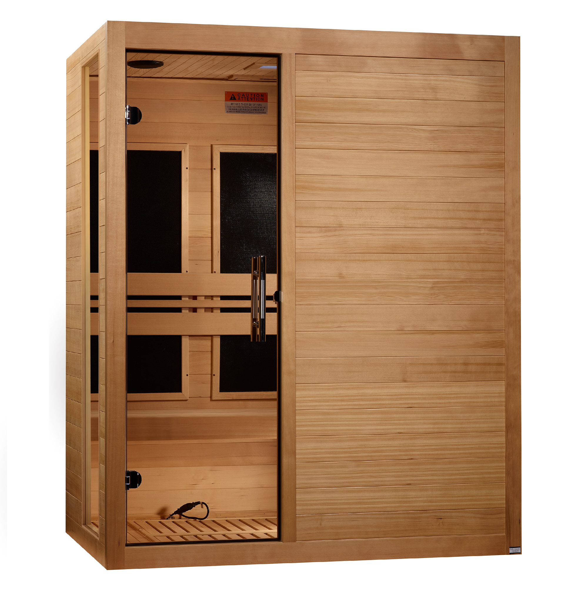 Dynamic Toscana Elite 3–Person Ultra Low-EMF Infrared Sauna (Canadian Hemlock) — with Chromotherapy & Bluetooth Audio