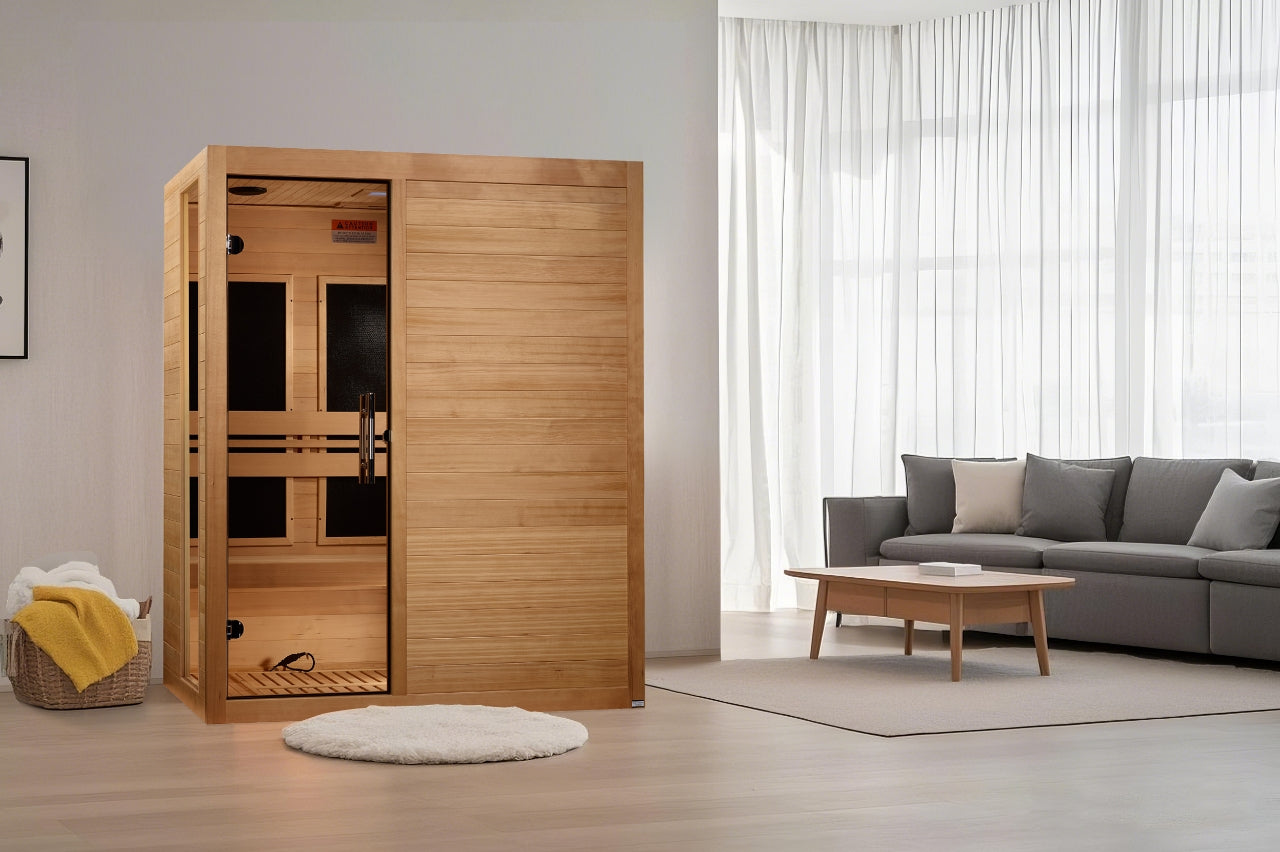 Dynamic Toscana Elite 3–Person Ultra Low-EMF Infrared Sauna (Canadian Hemlock) — with Chromotherapy & Bluetooth Audio