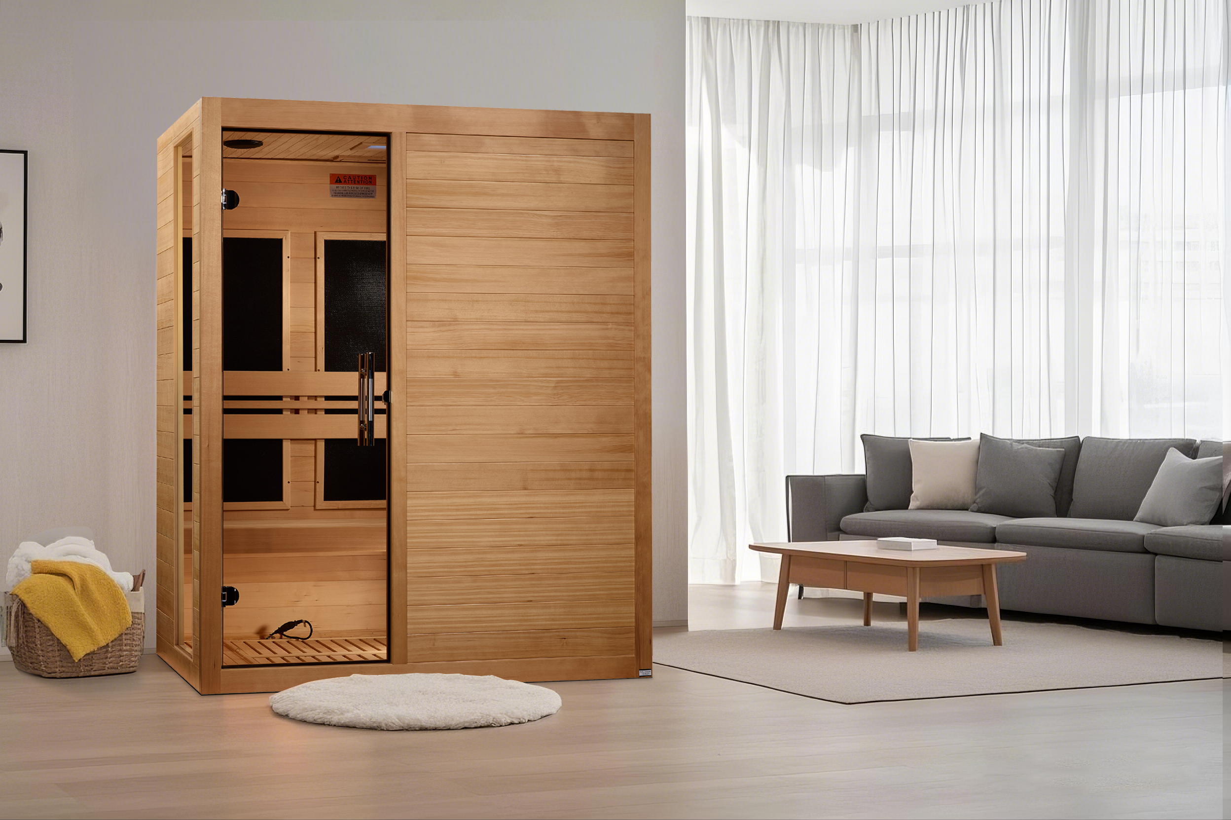 Dynamic Toscana 3–Person Low-EMF Infrared Sauna (Canadian Hemlock) — with Chromotherapy & Bluetooth Audio