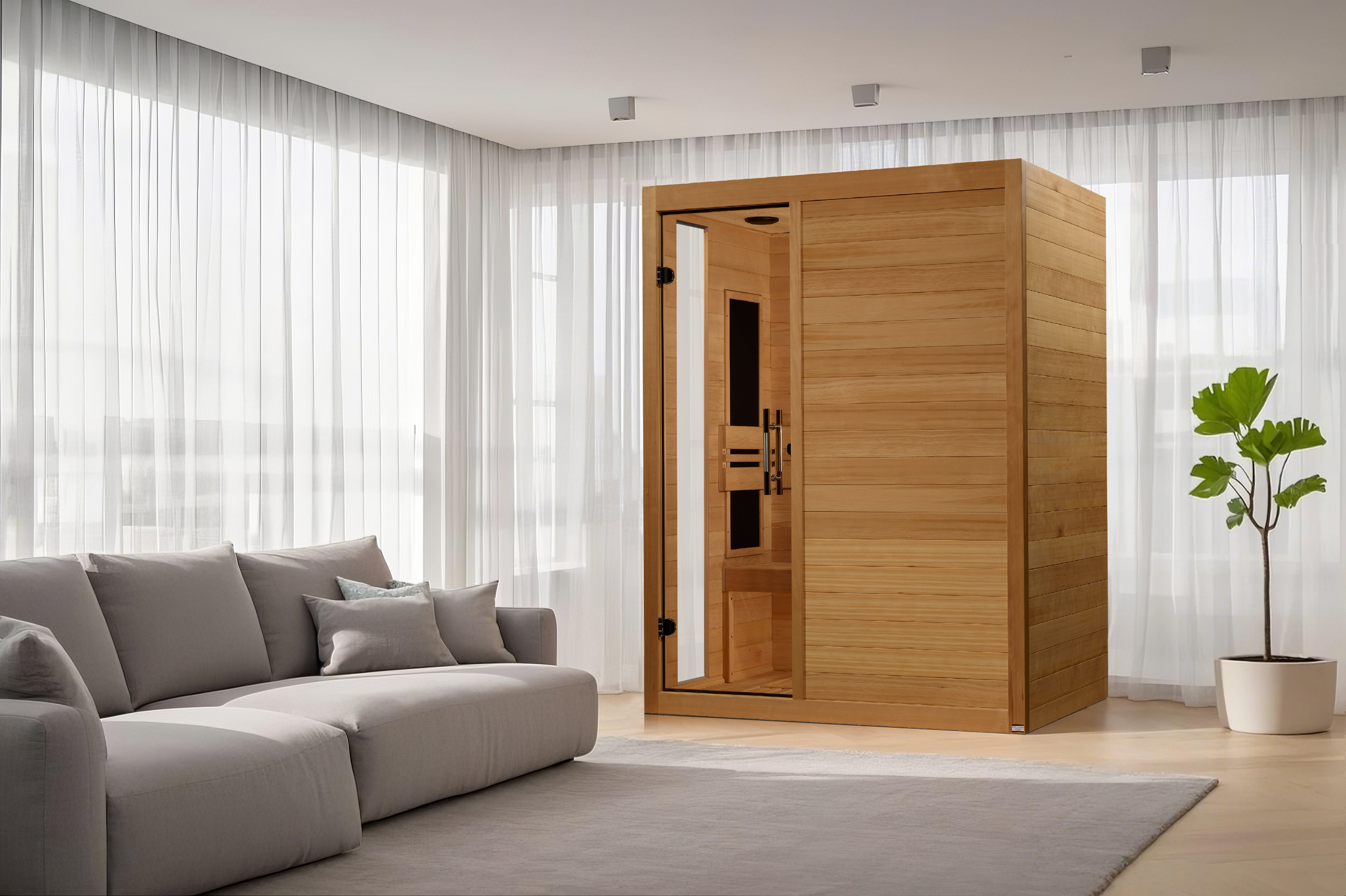 Dynamic Toscana Elite 3–Person Ultra Low-EMF Infrared Sauna (Canadian Hemlock) — with Chromotherapy & Bluetooth Audio