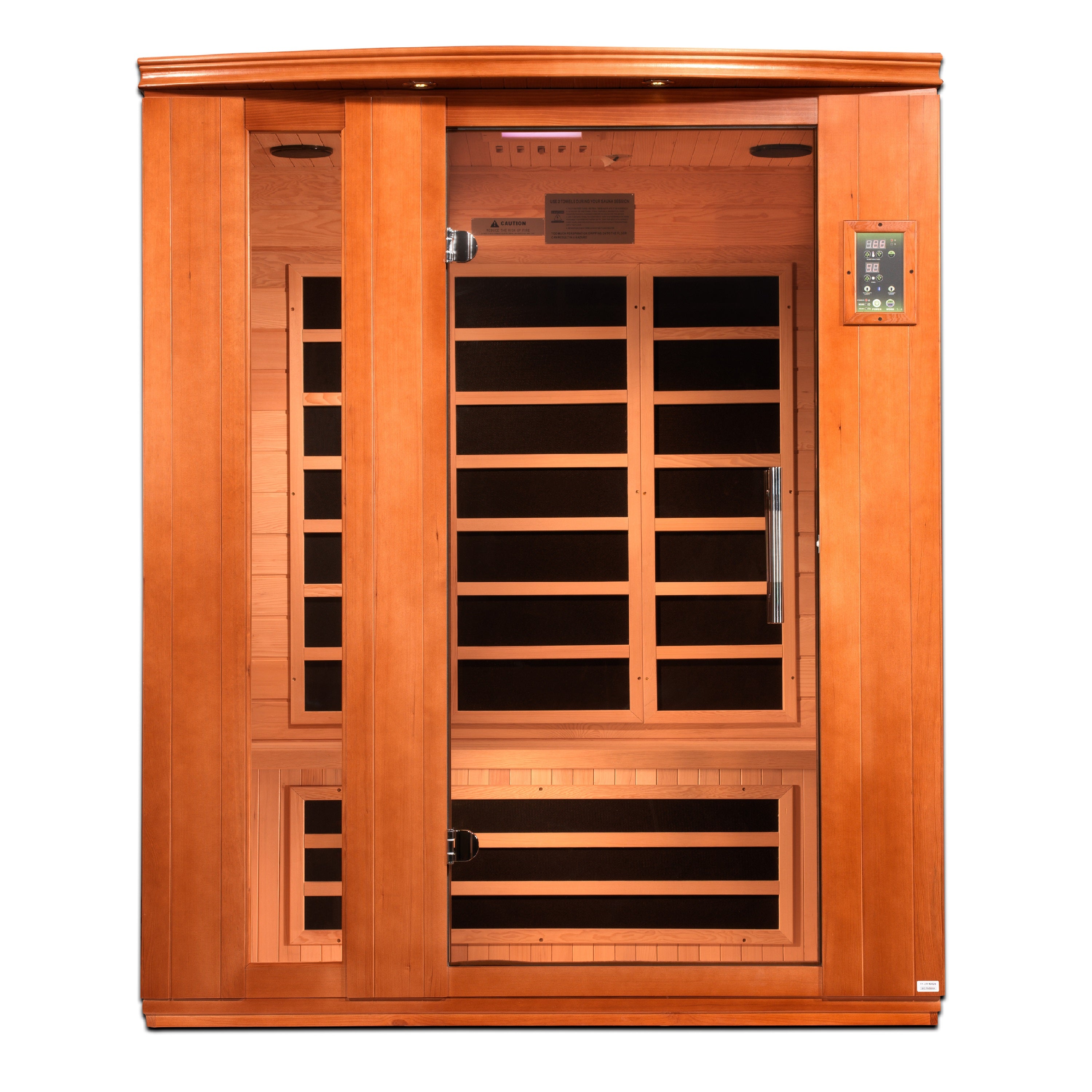 Dynamic Lugano 3–Person Low-EMF Infrared Sauna (Canadian Hemlock) — with Chromotherapy & Bluetooth Audio
