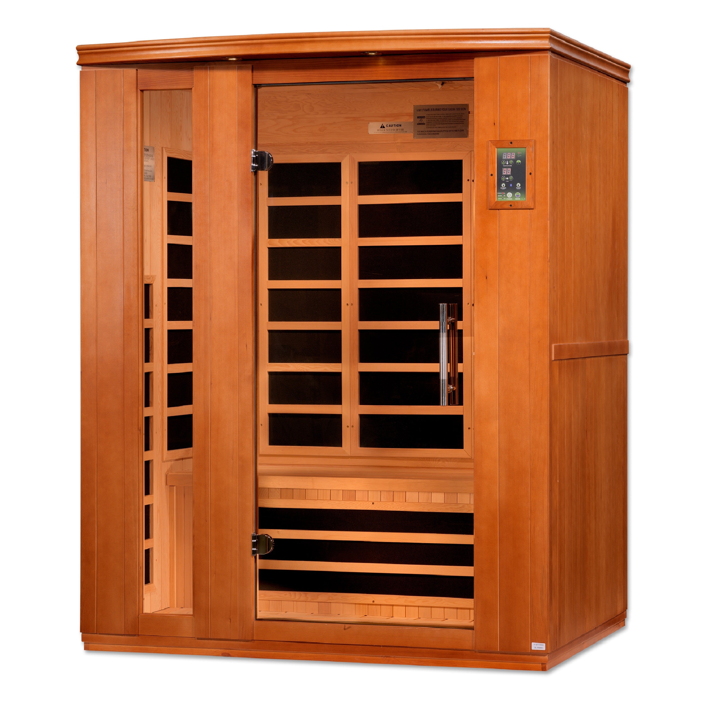 Dynamic Lugano 3–Person Low-EMF Infrared Sauna (Canadian Hemlock) — with Chromotherapy & Bluetooth Audio