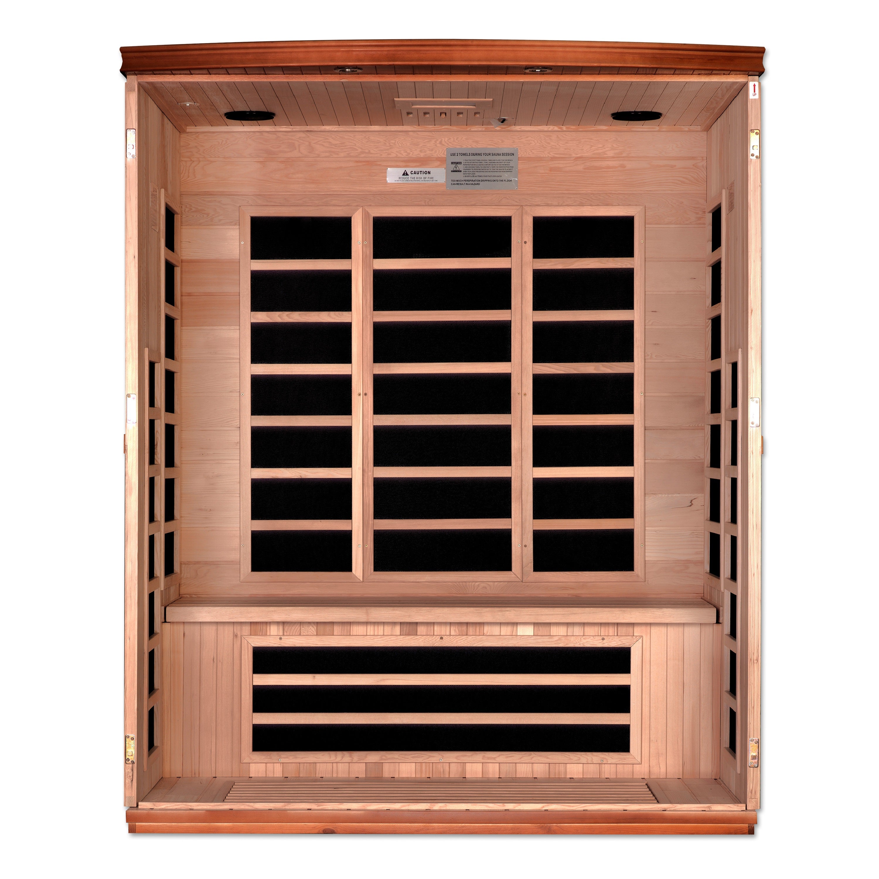 Dynamic Lugano Elite 3–Person Ultra Low-EMF Infrared Sauna (Canadian Hemlock) — with Chromotherapy, Bronze Glass & Bluetooth Audio
