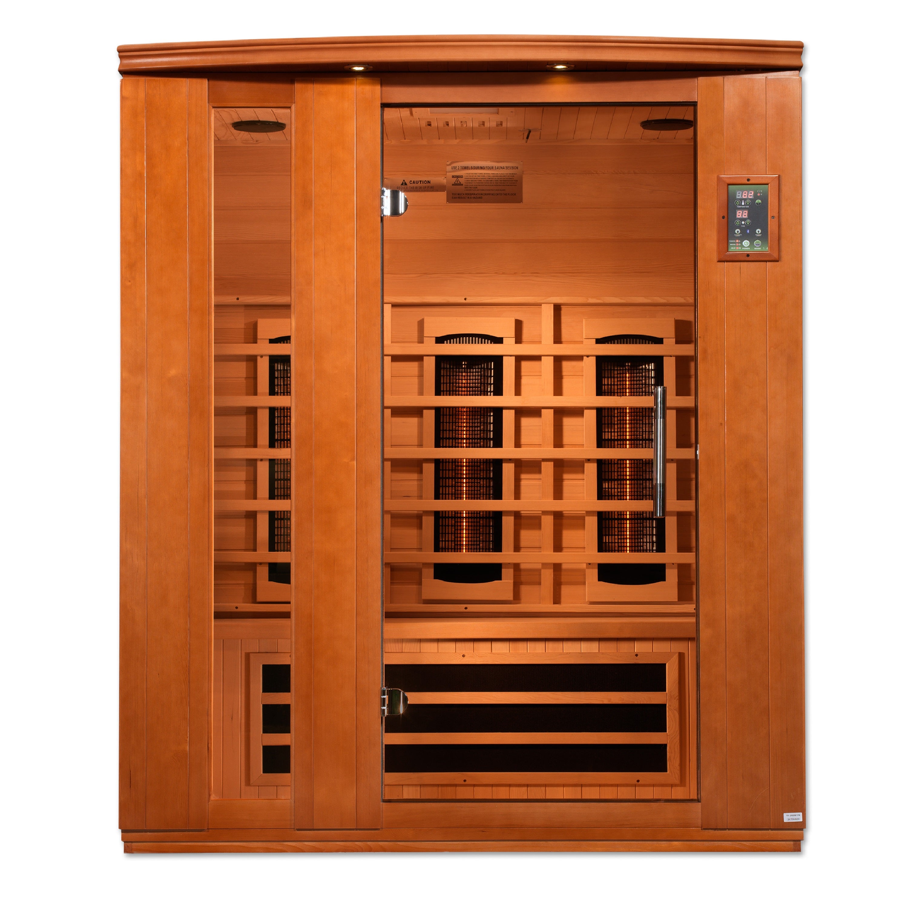 Dynamic Lugano 3–Person Full-Spectrum (Near-Zero EMF) Infrared Sauna (Canadian Hemlock) — with Chromotherapy & Bluetooth Audio