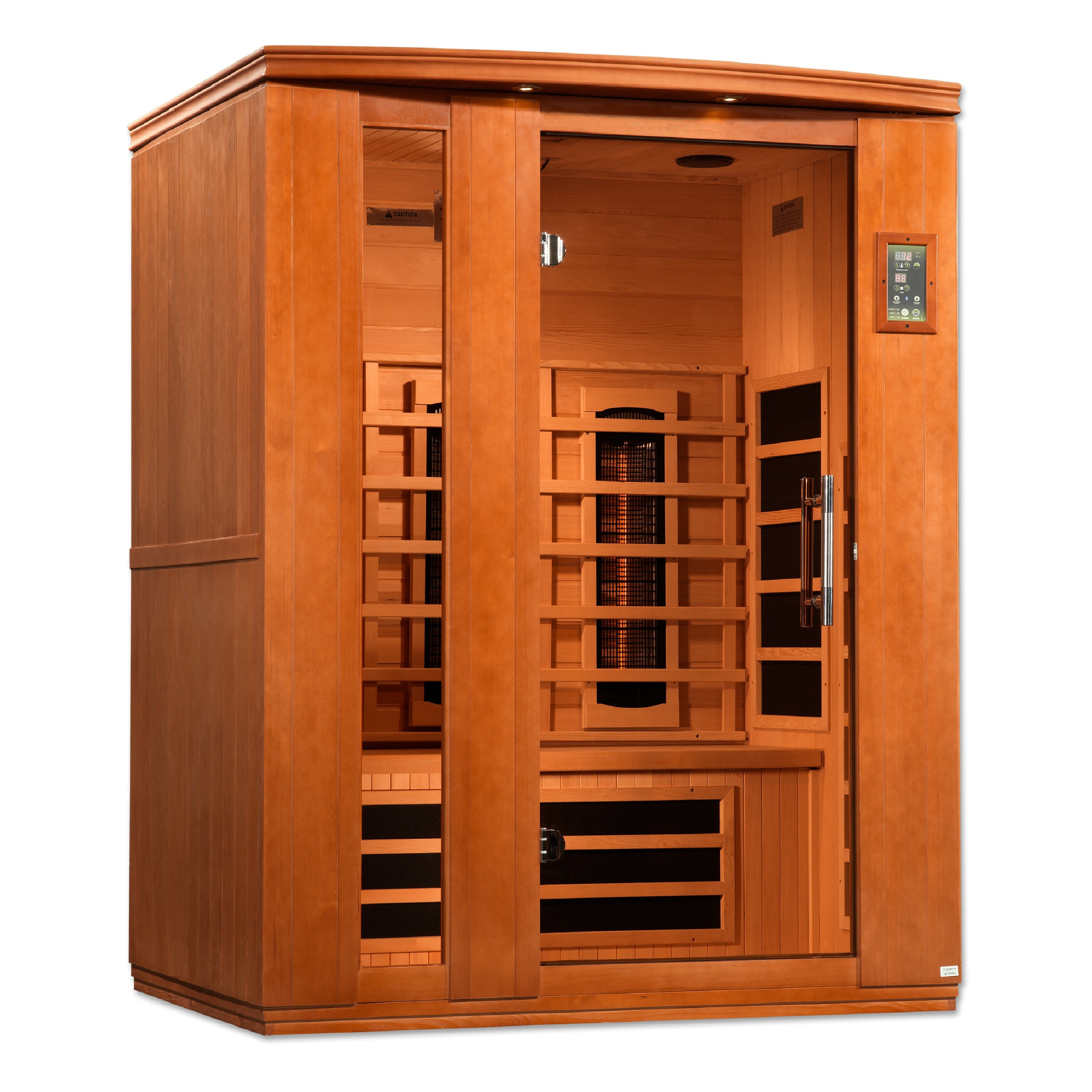 Dynamic Lugano 3–Person Full-Spectrum (Near-Zero EMF) Infrared Sauna (Canadian Hemlock) — with Chromotherapy & Bluetooth Audio