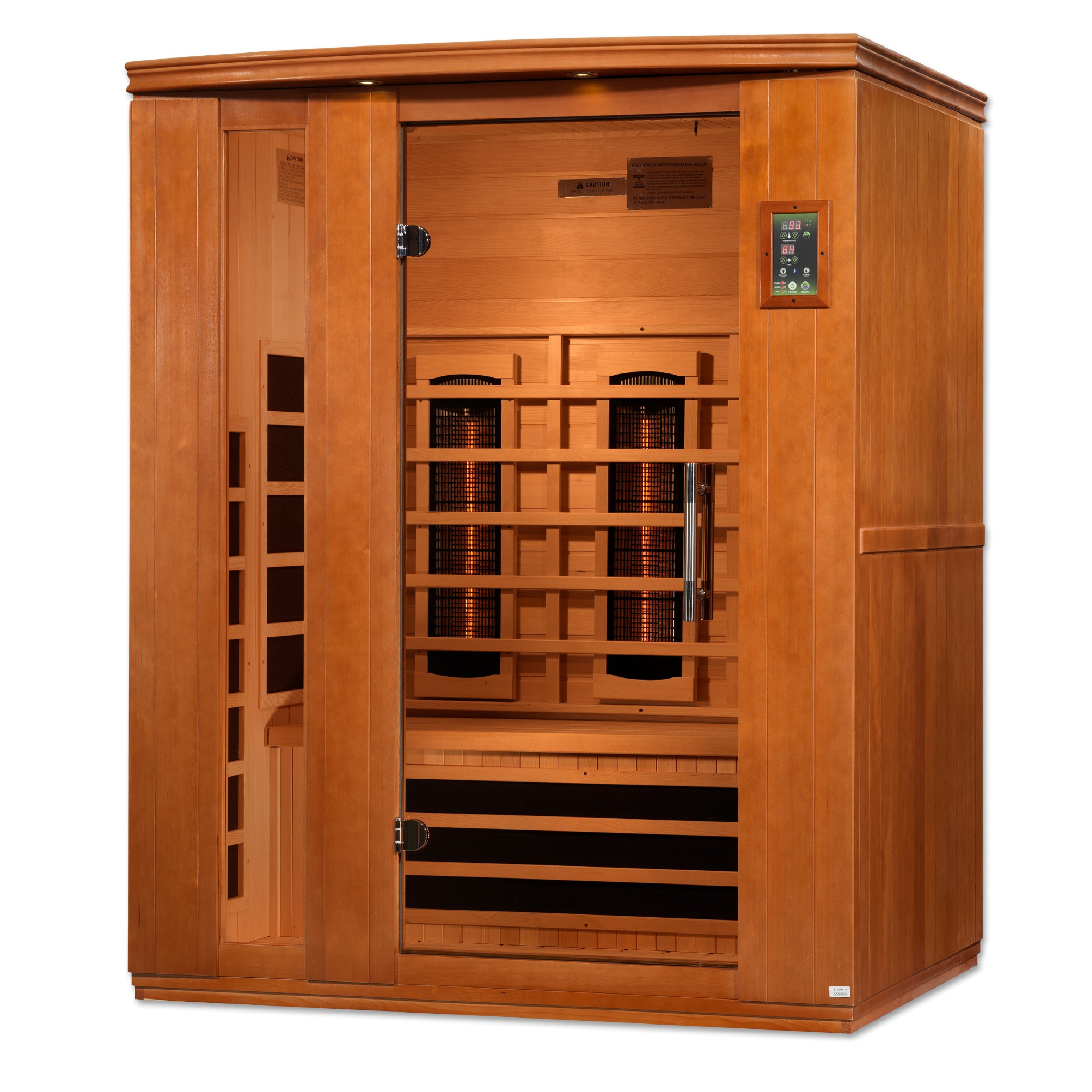 Dynamic Lugano 3–Person Full-Spectrum (Near-Zero EMF) Infrared Sauna (Canadian Hemlock) — with Chromotherapy & Bluetooth Audio
