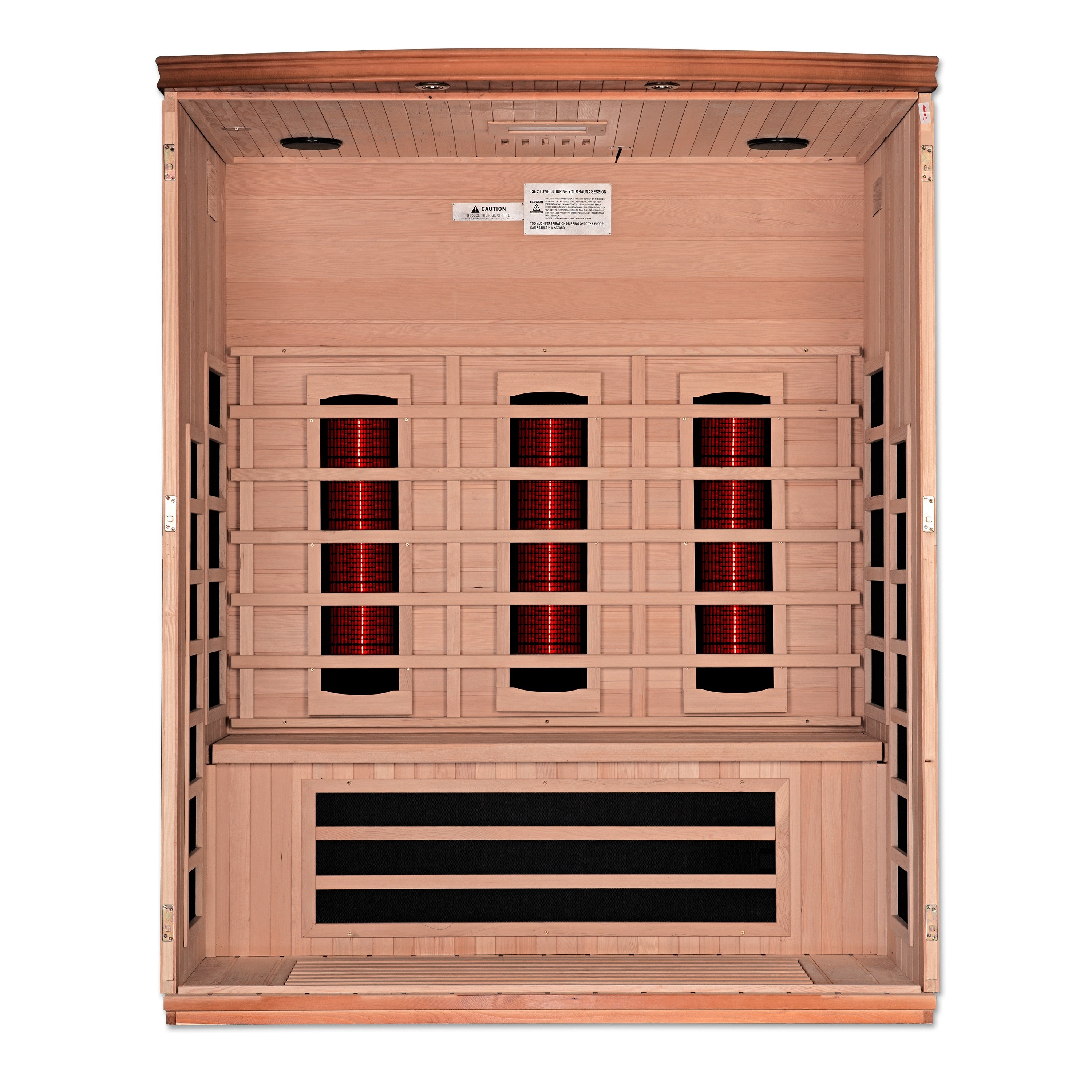 Dynamic Lugano 3–Person Full-Spectrum (Near-Zero EMF) Infrared Sauna (Canadian Hemlock) — with Chromotherapy & Bluetooth Audio