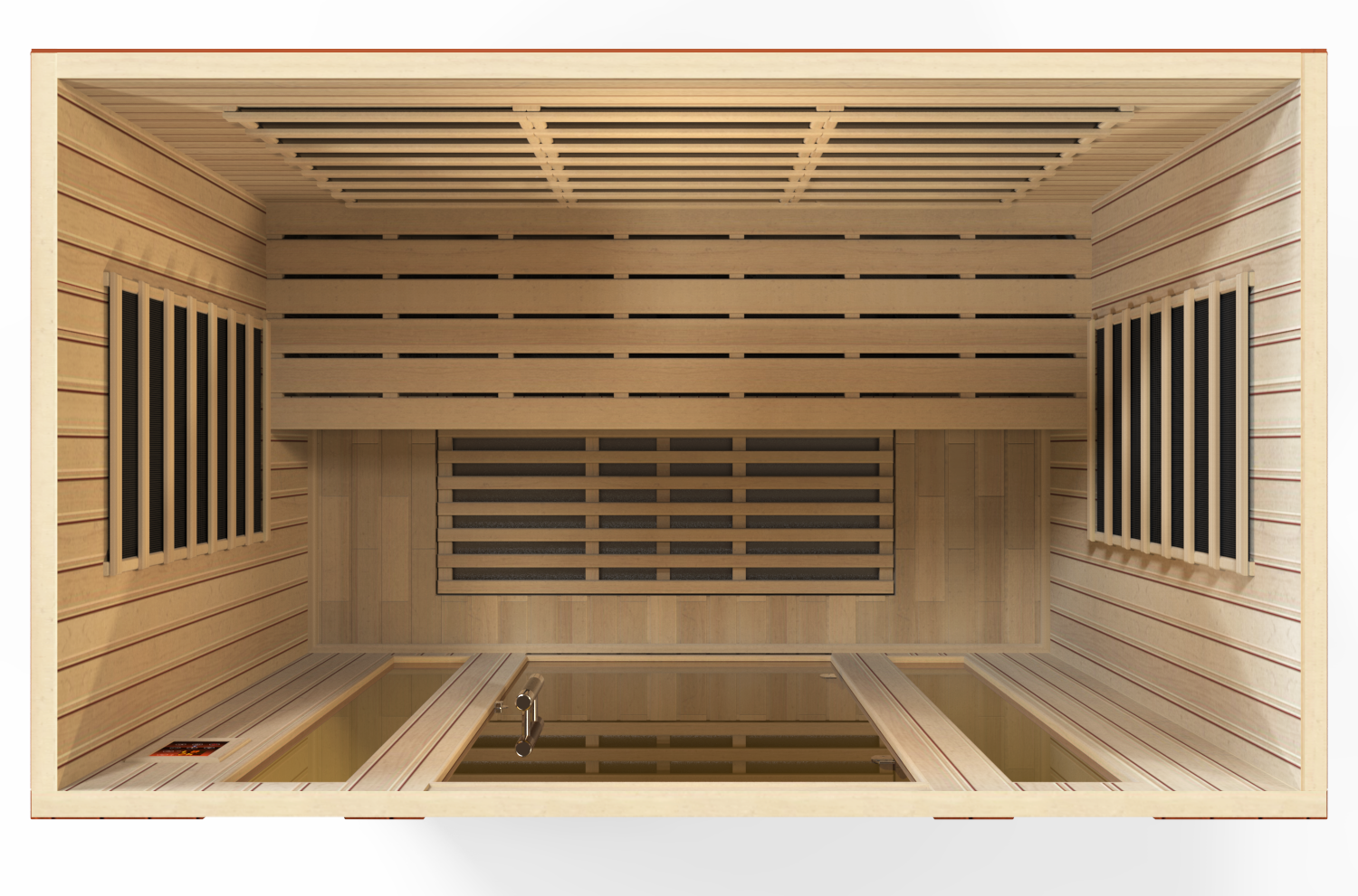 Dynamic Bergamo Elite 4–Person Ultra Low-EMF Infrared Sauna (Canadian Hemlock) — with Chromotherapy, Bronze Glass & Bluetooth Audio