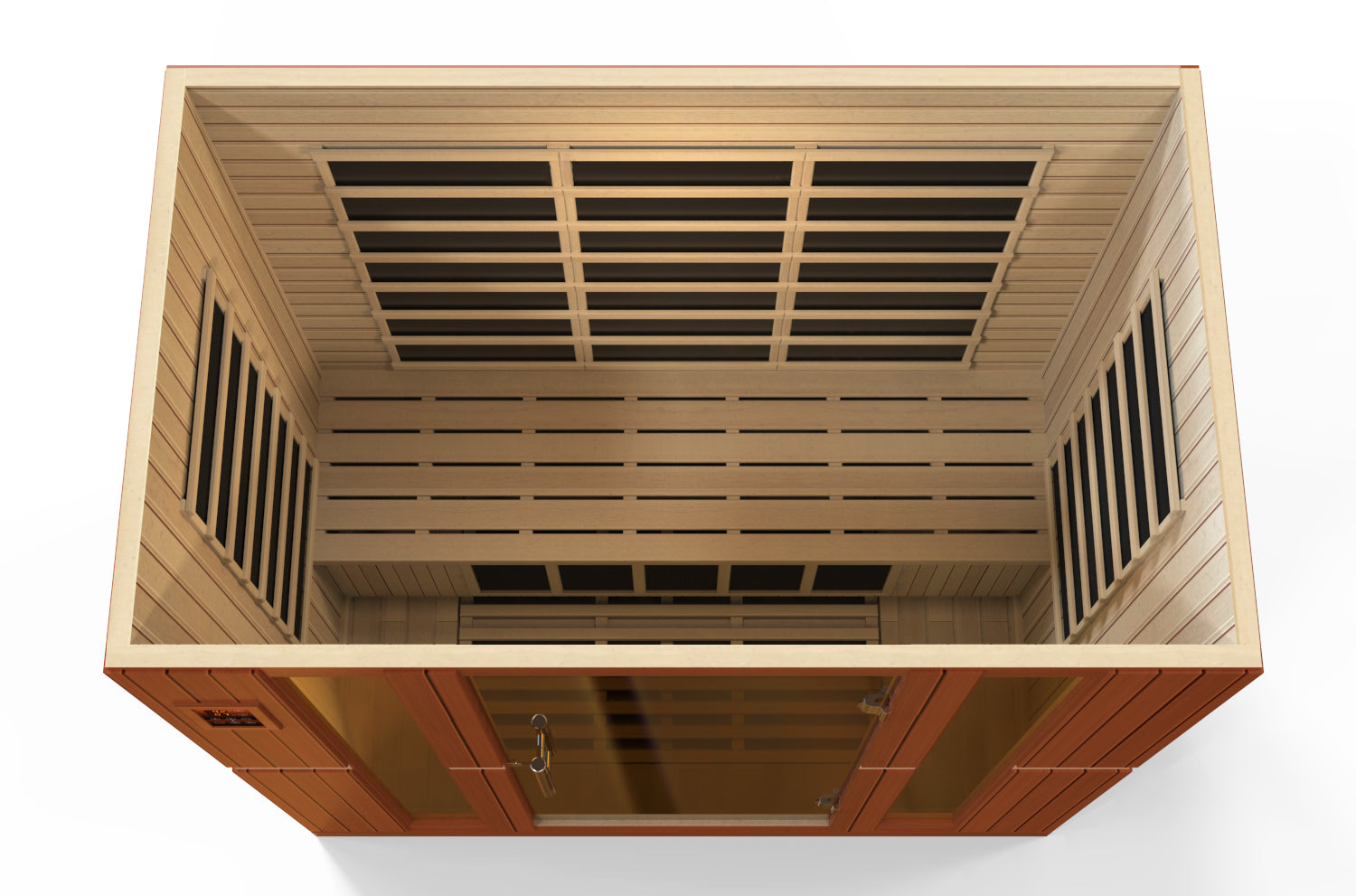 Dynamic Bergamo Elite 4–Person Ultra Low-EMF Infrared Sauna (Canadian Hemlock) — with Chromotherapy, Bronze Glass & Bluetooth Audio