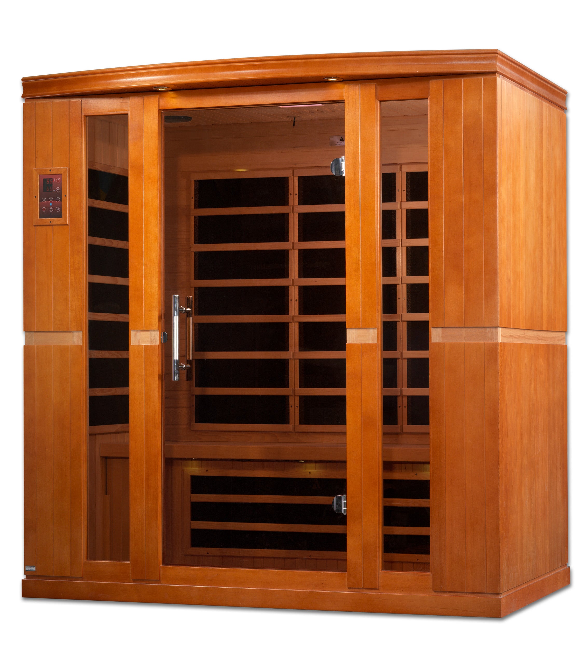 Dynamic Bergamo Elite 4–Person Ultra Low-EMF Infrared Sauna (Canadian Hemlock) — with Chromotherapy, Bronze Glass & Bluetooth Audio