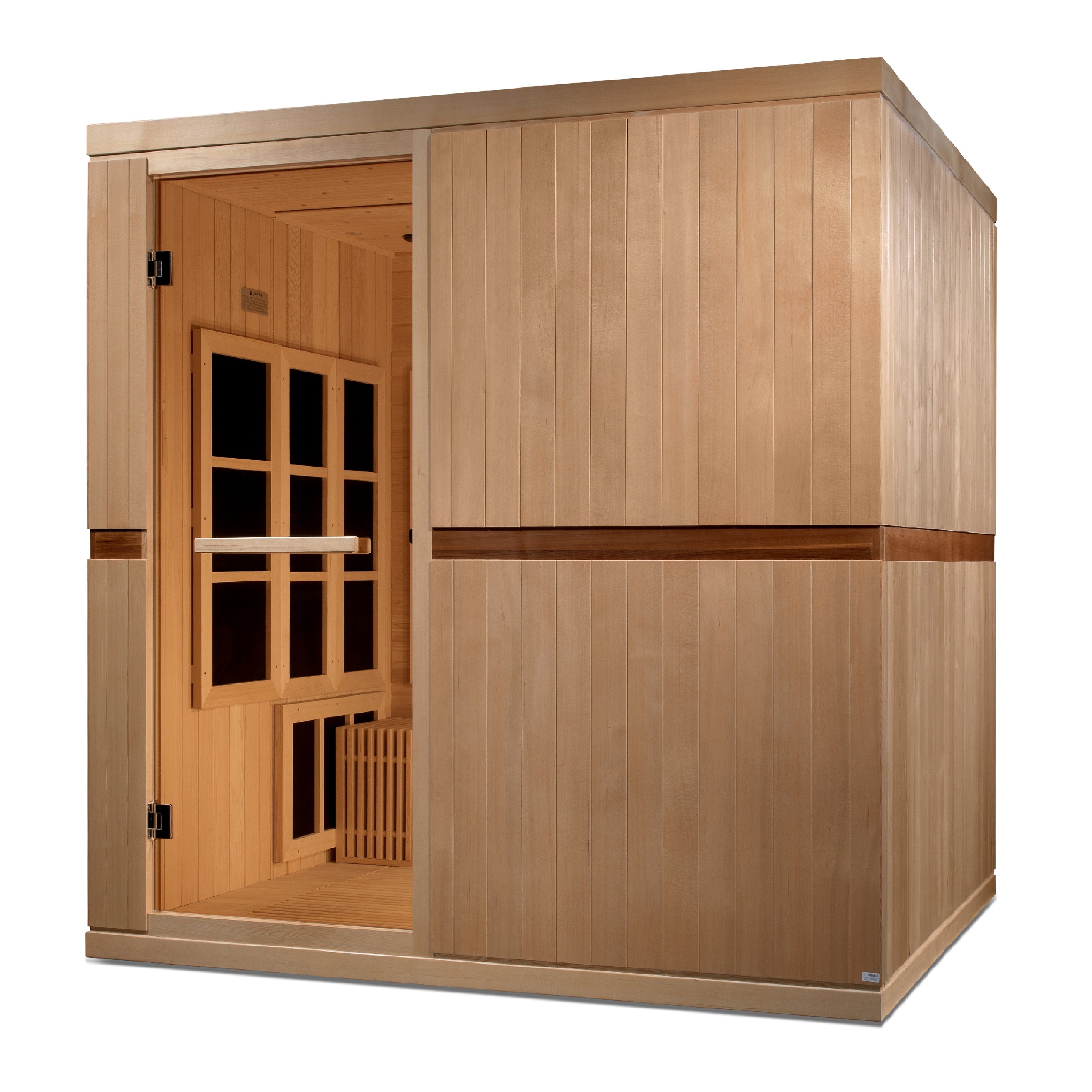 Golden Designs Catalonia 8–Person Near Zero-EMF FAR Infrared Sauna (Canadian Hemlock) — with Chromotherapy, Bluetooth Audio & Galaxy Star Ceiling