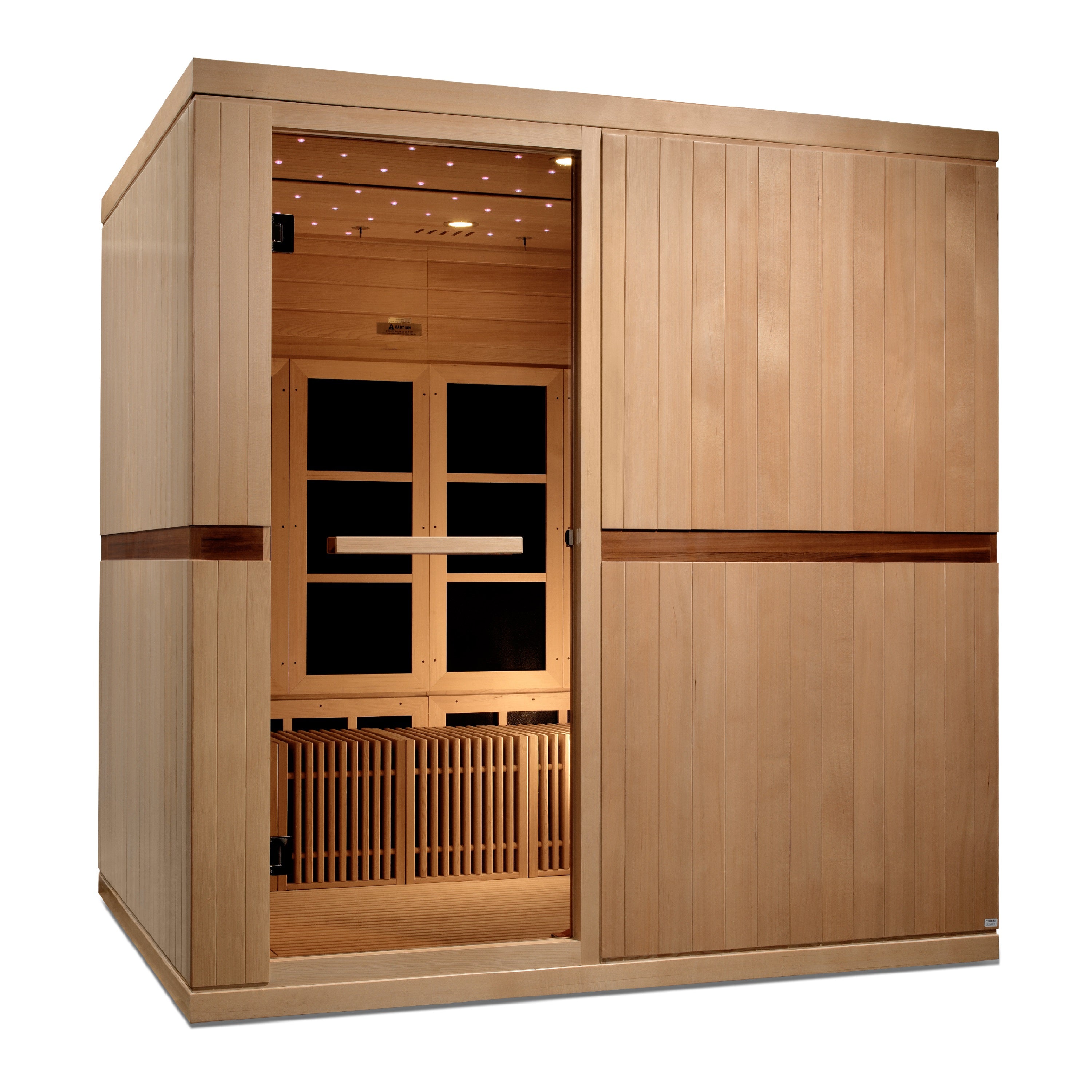 Golden Designs Catalonia 8–Person Near Zero-EMF FAR Infrared Sauna (Canadian Hemlock) — with Chromotherapy, Bluetooth Audio & Galaxy Star Ceiling