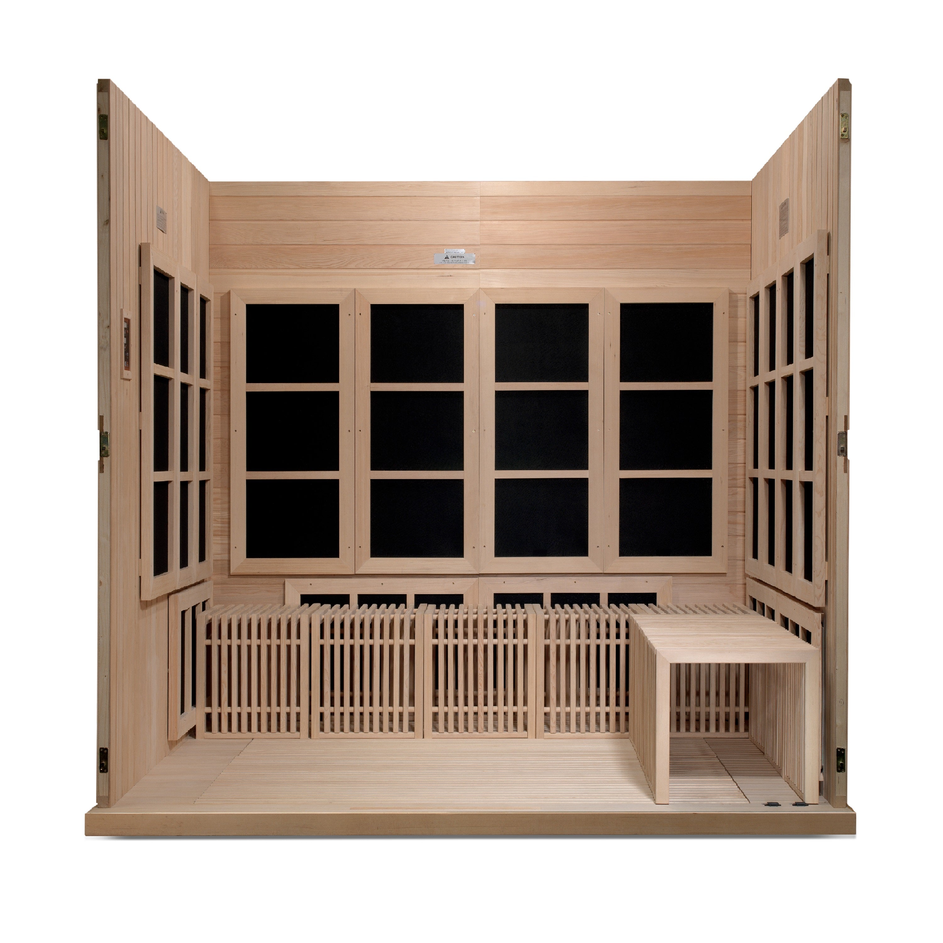 Golden Designs Catalonia 8–Person Near Zero-EMF FAR Infrared Sauna (Canadian Hemlock) — with Chromotherapy, Bluetooth Audio & Galaxy Star Ceiling