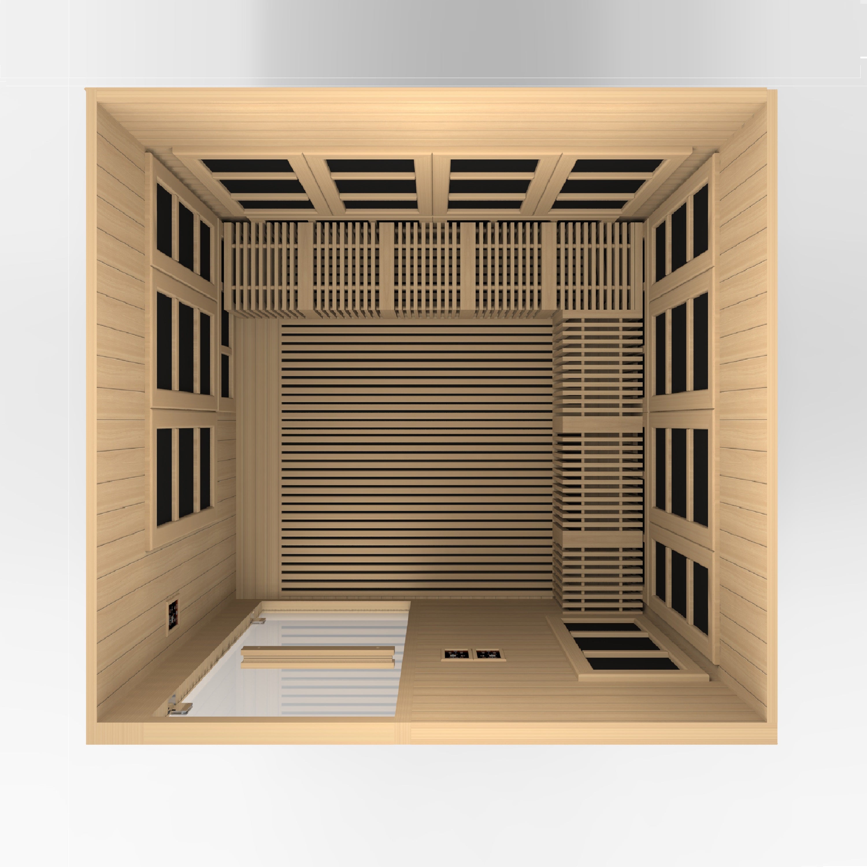 Golden Designs Catalonia 8–Person Near Zero-EMF FAR Infrared Sauna (Canadian Hemlock) — with Chromotherapy, Bluetooth Audio & Galaxy Star Ceiling