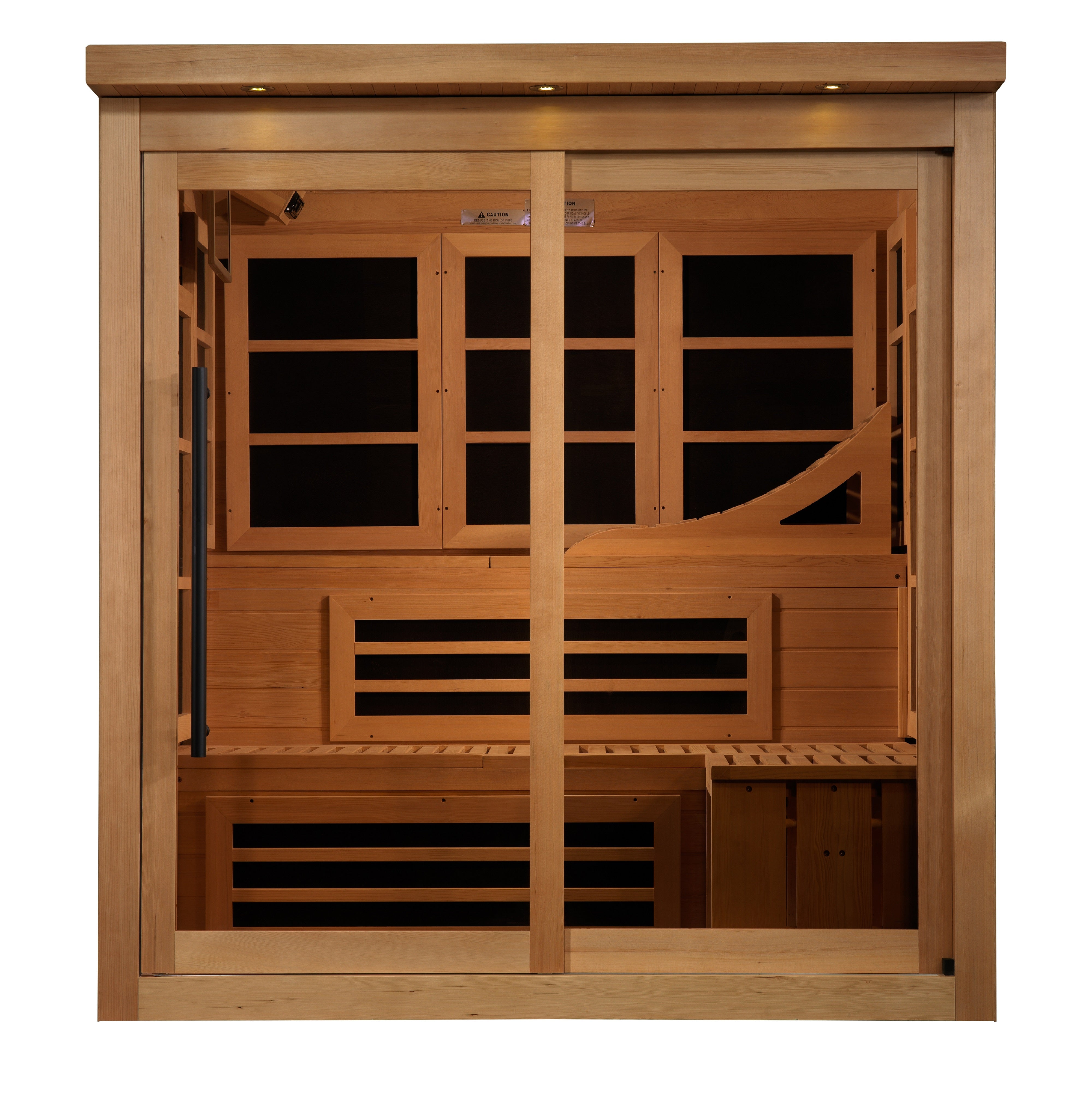 Golden Designs Monaco Limited Edition 6–Person Near Zero-EMF FAR Infrared Sauna (Canadian Hemlock) — with Chromotherapy, Bluetooth Audio & DVD Player