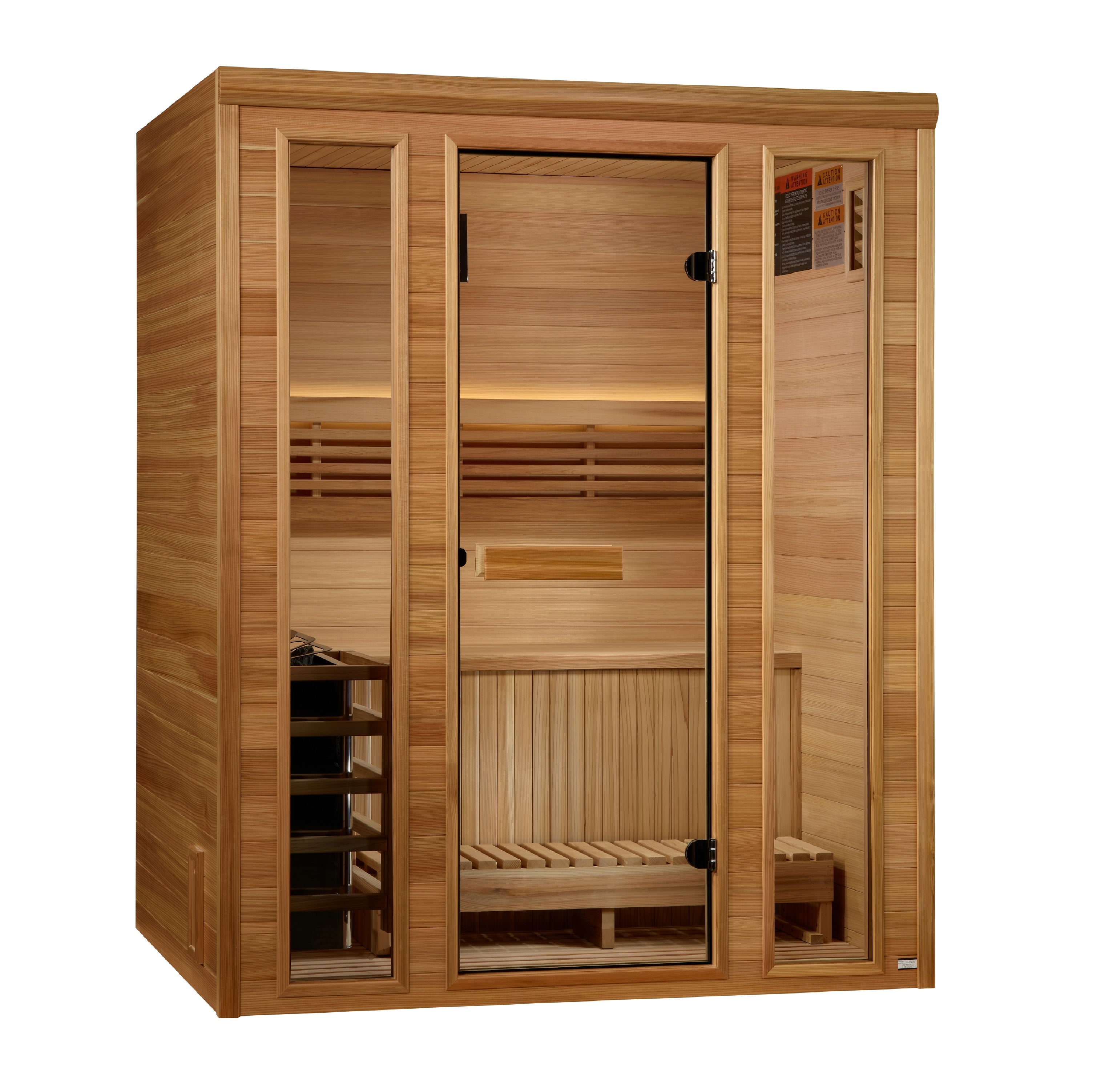 Golden Designs 2025 “Andermatt Edition” 2–3 Person Traditional Steam Sauna (Pacific Premium Clear Cedar) — with Chromotherapy & Bluetooth Audio