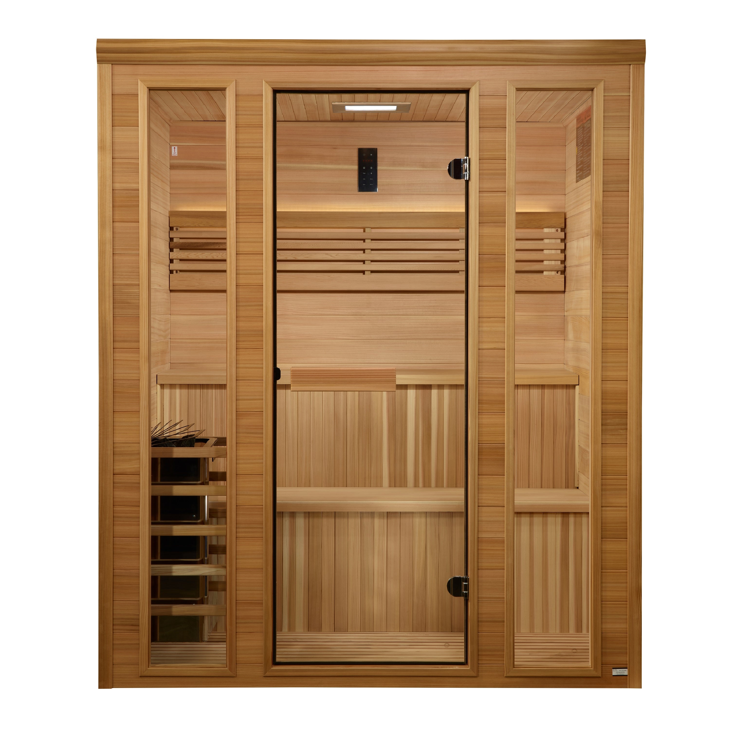 Golden Designs 2025 “Engelberg Edition” 4–6 Person Traditional Steam Sauna (Pacific Premium Clear Cedar) — with Chromotherapy & Bluetooth Audio