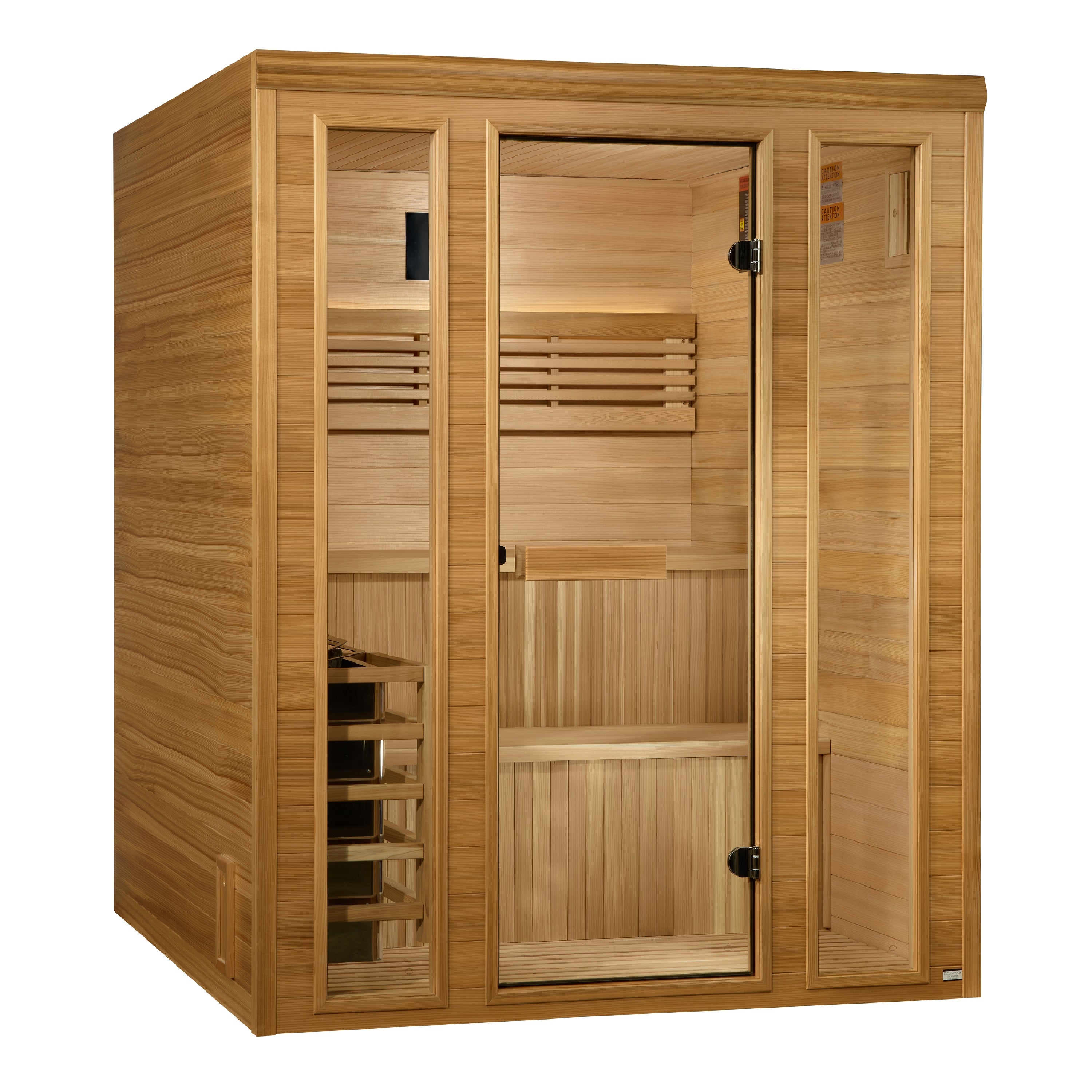 Golden Designs 2025 “Engelberg Edition” 4–6 Person Traditional Steam Sauna (Pacific Premium Clear Cedar) — with Chromotherapy & Bluetooth Audio
