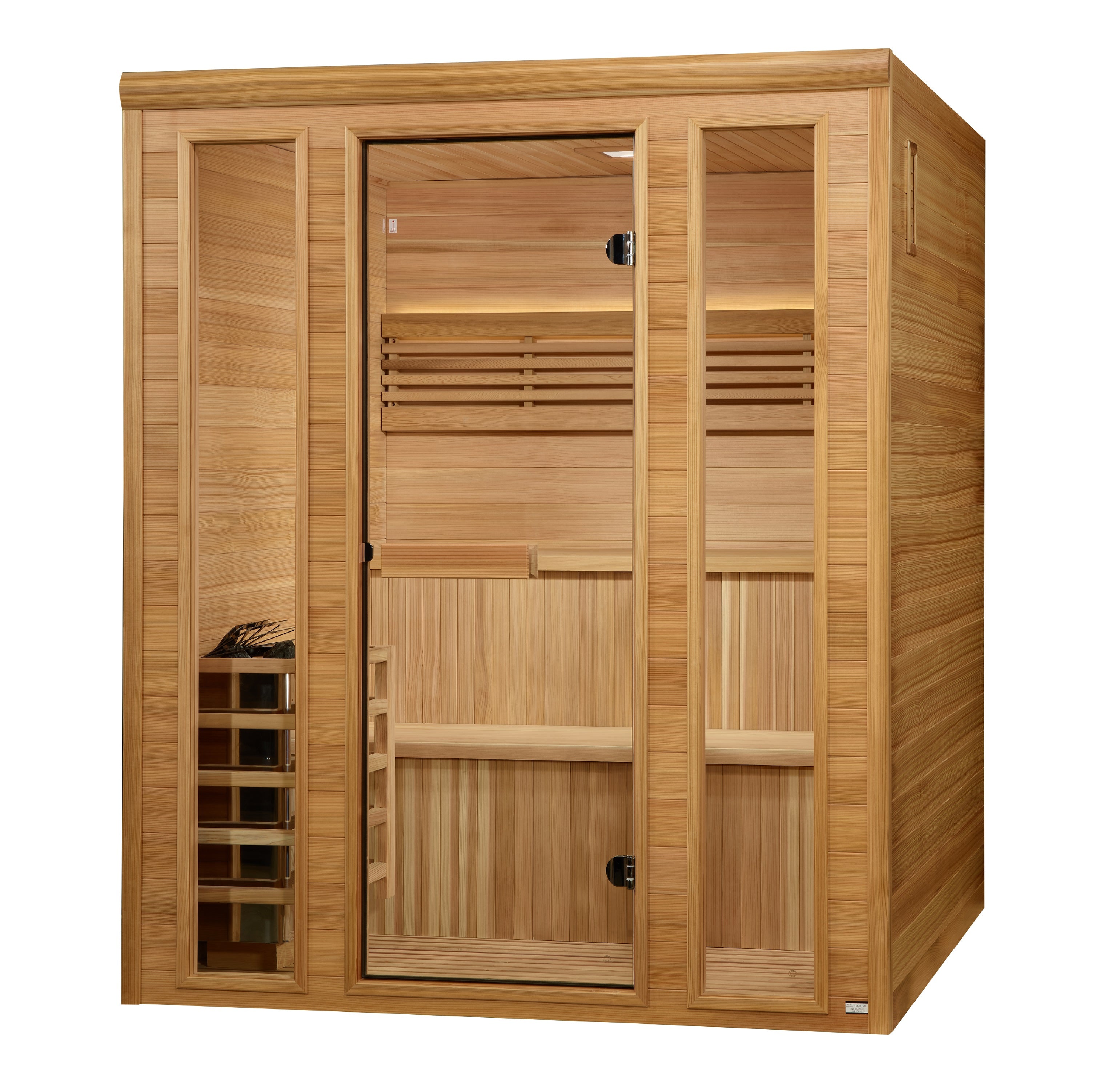 Golden Designs 2025 “Engelberg Edition” 4–6 Person Traditional Steam Sauna (Pacific Premium Clear Cedar) — with Chromotherapy & Bluetooth Audio