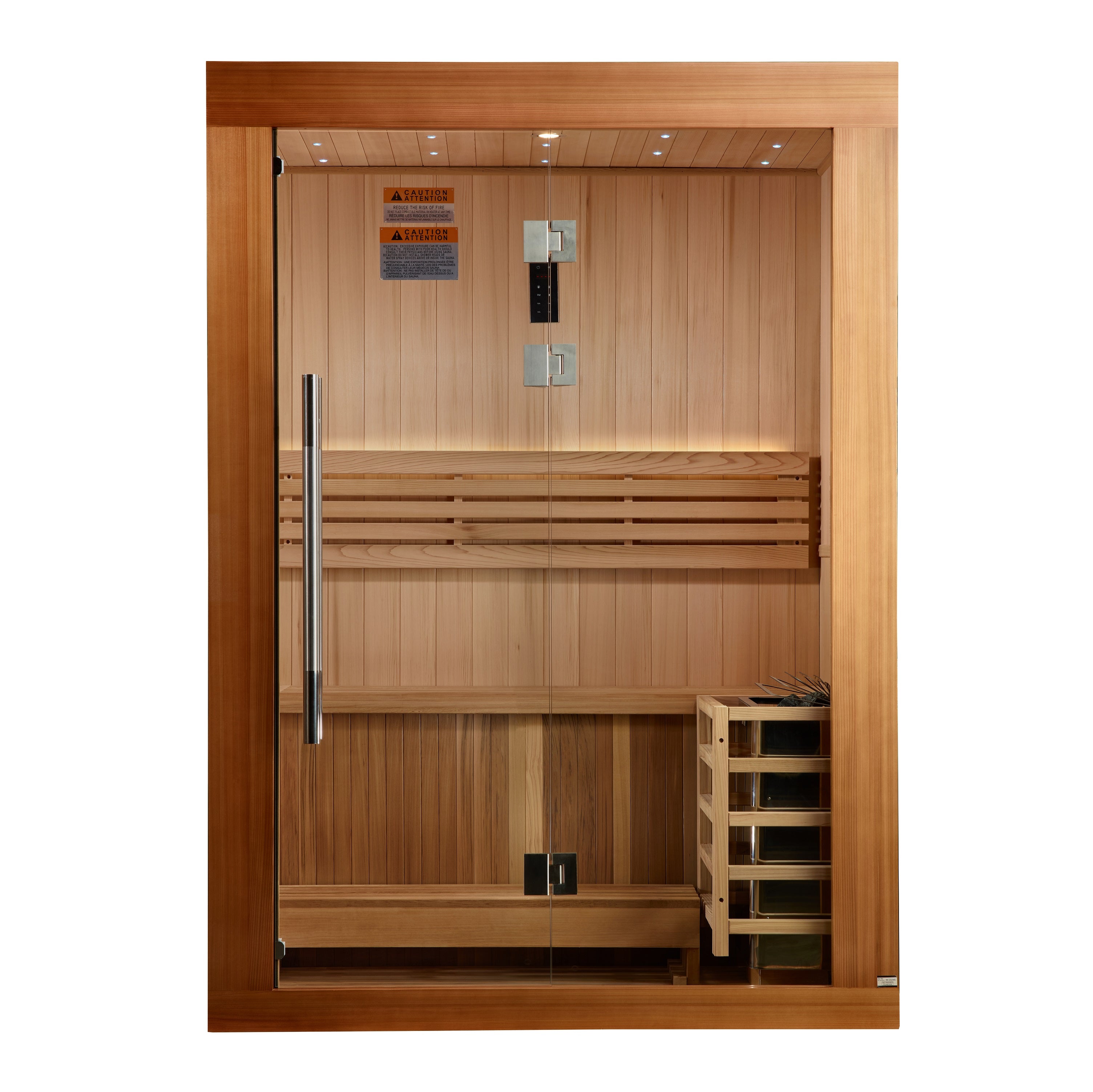 Golden Designs 2025 Updated “Sundsvall Edition” 2–Person Traditional Steam Sauna (Canadian Red Cedar Interior & Pacific Premium Clear Cedar Exterior) — with Chromotherapy & Bluetooth Audio