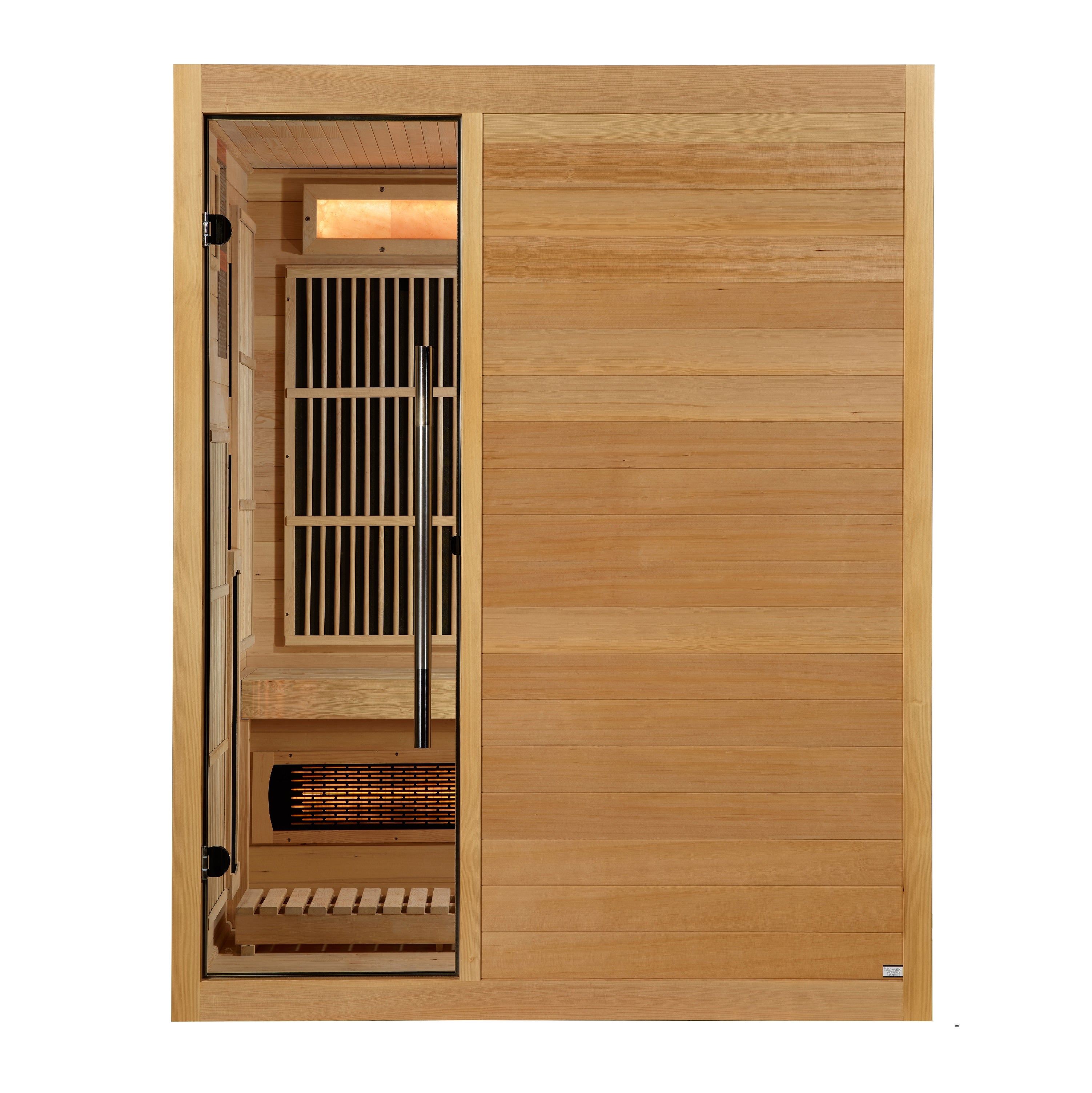 Golden Designs Soria 3–Person Hybrid Sauna (Canadian Hemlock) — Full Spectrum Infrared + Harvia Traditional Stove, Chromotherapy & Bluetooth Audio