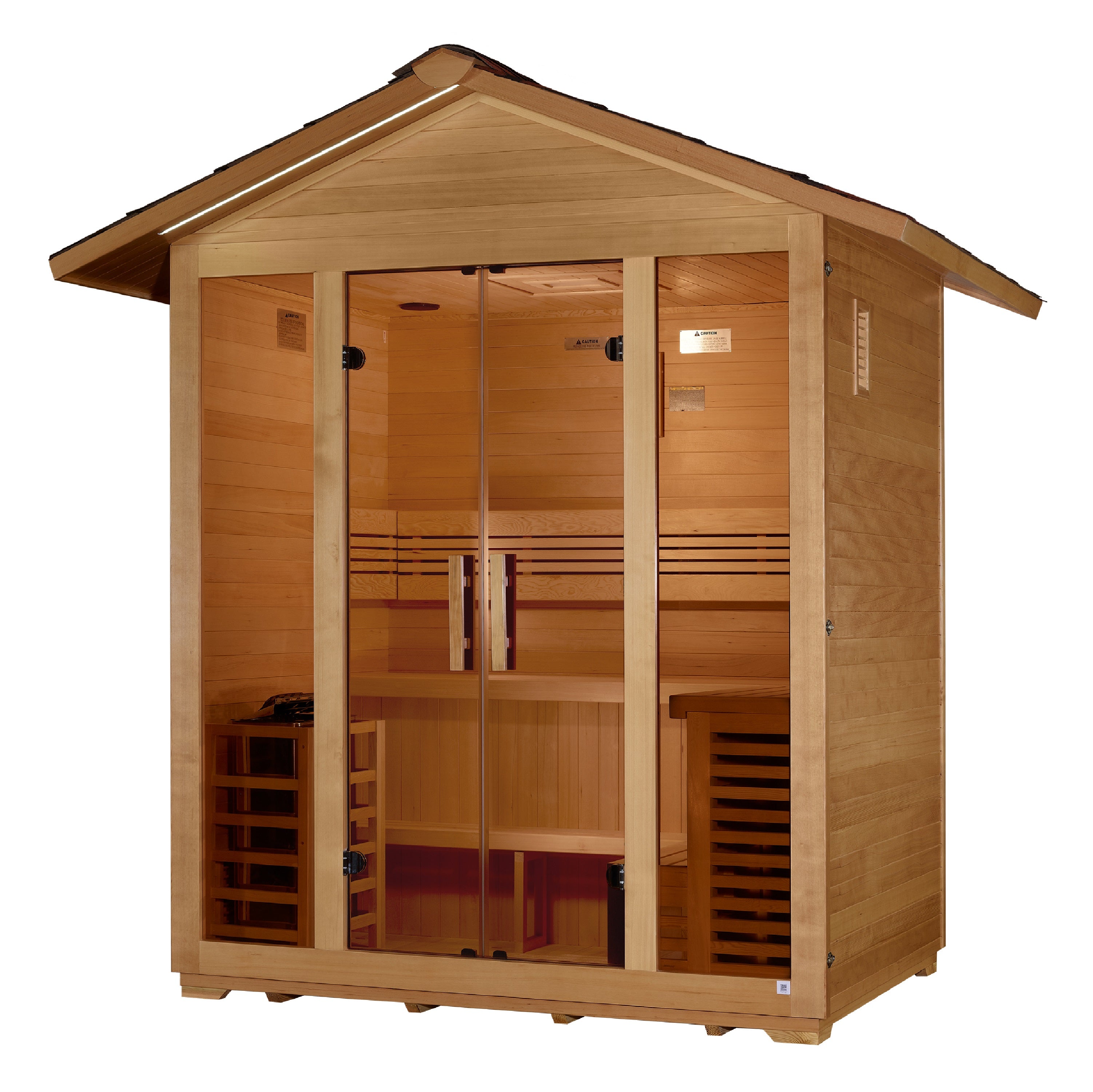 Golden Designs “Vorarlberg” 5–Person Traditional Outdoor Sauna (Canadian Hemlock) — with Chromotherapy & Bluetooth Audio