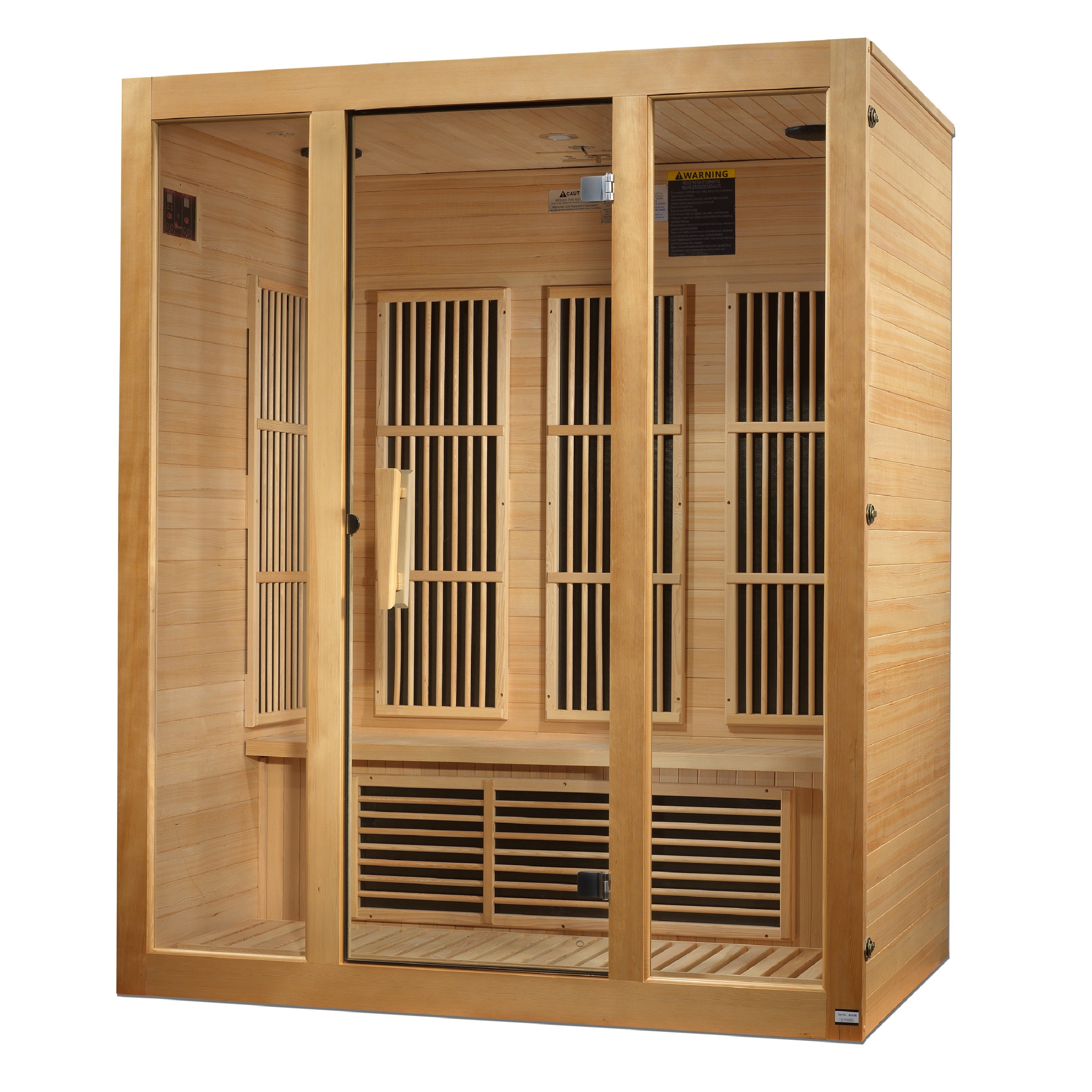 Maxxus Bellevue 3–Person Low-EMF Infrared Sauna (Canadian Hemlock) — with Chromotherapy & Bluetooth Audio