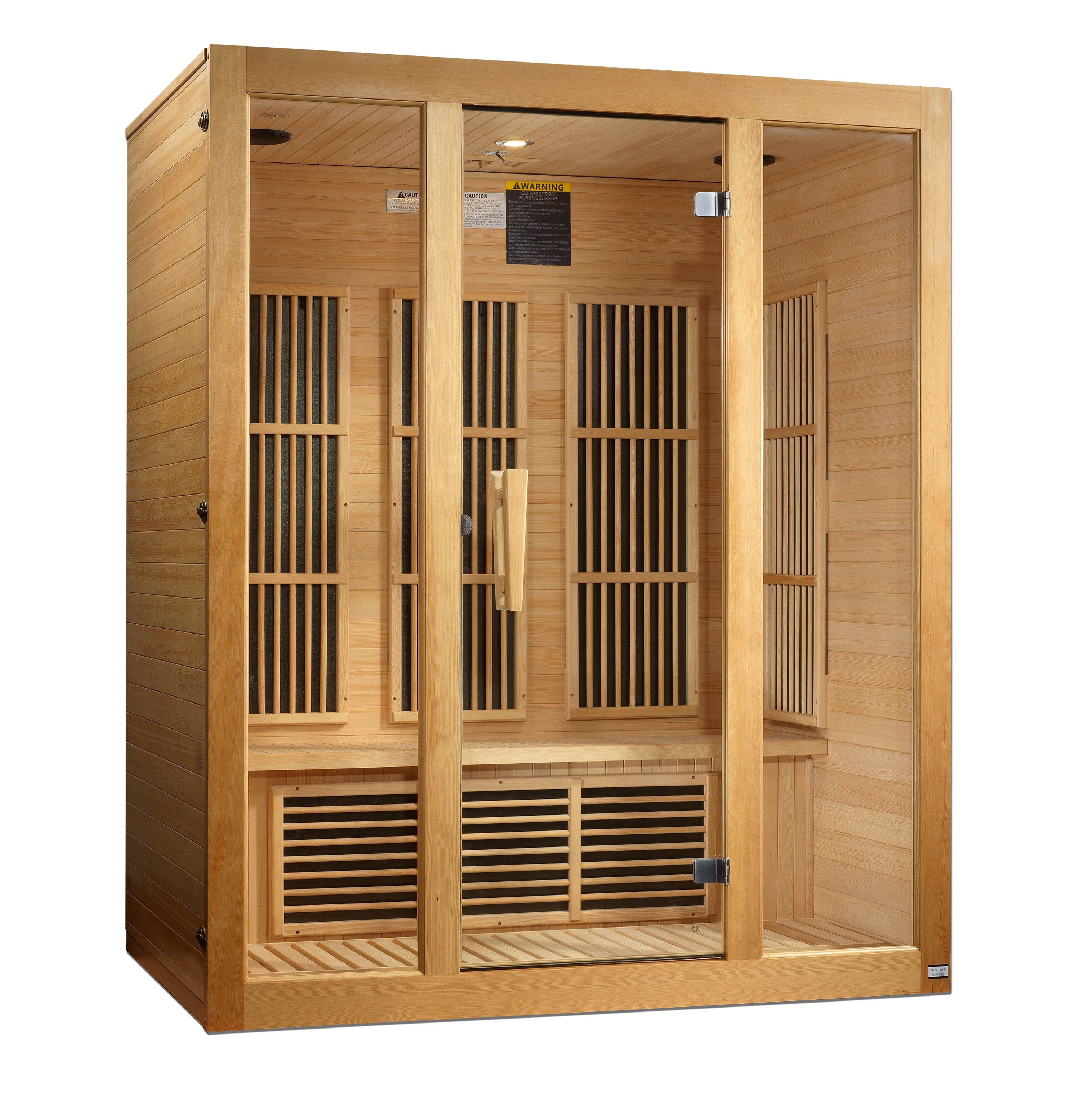 Maxxus Bellevue 3–Person Low-EMF Infrared Sauna (Canadian Hemlock) — with Chromotherapy & Bluetooth Audio