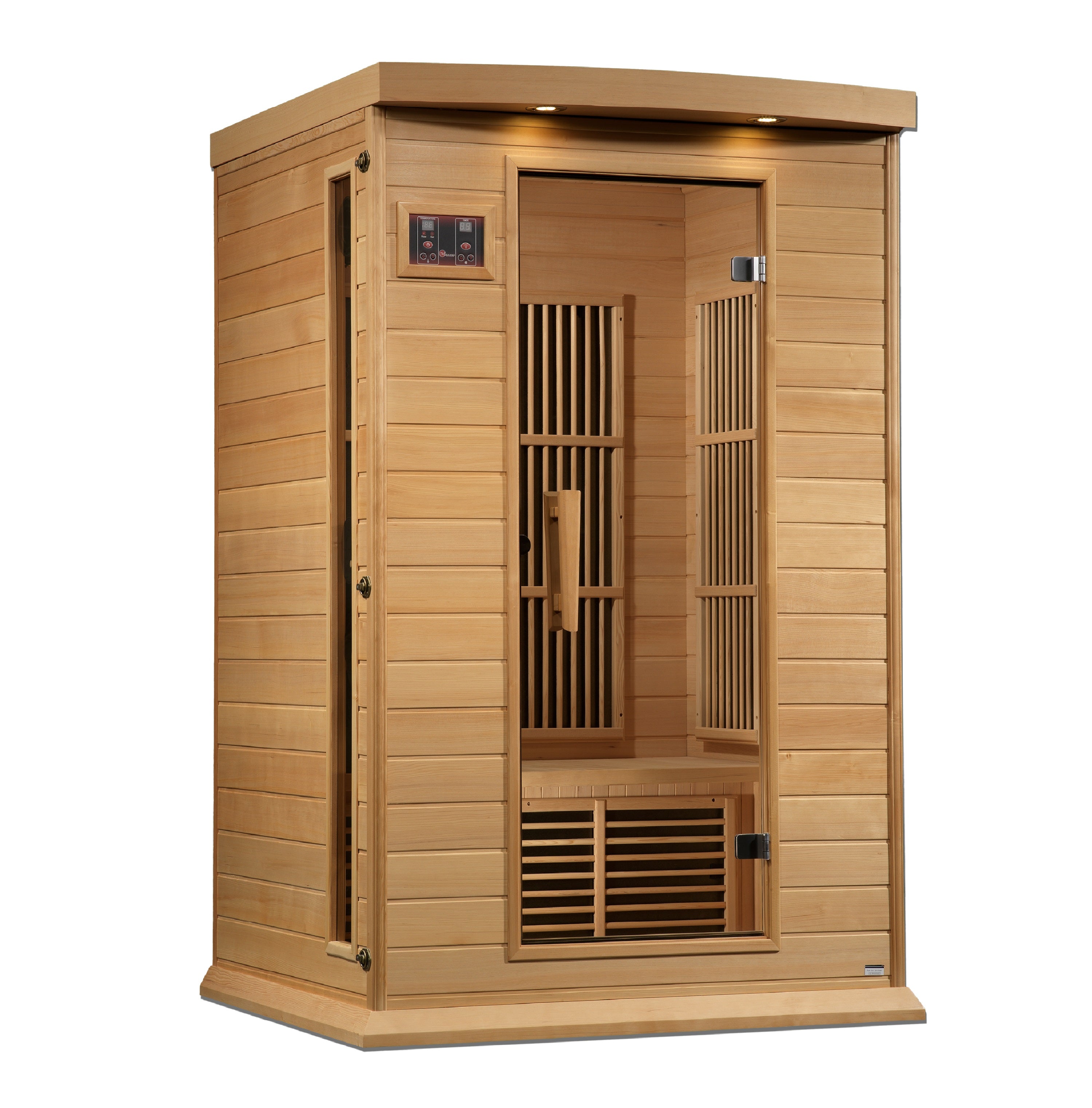 Maxxus 2–Person Near Zero-EMF FAR Infrared Sauna (Canadian Hemlock) — with Chromotherapy & Bluetooth Audio