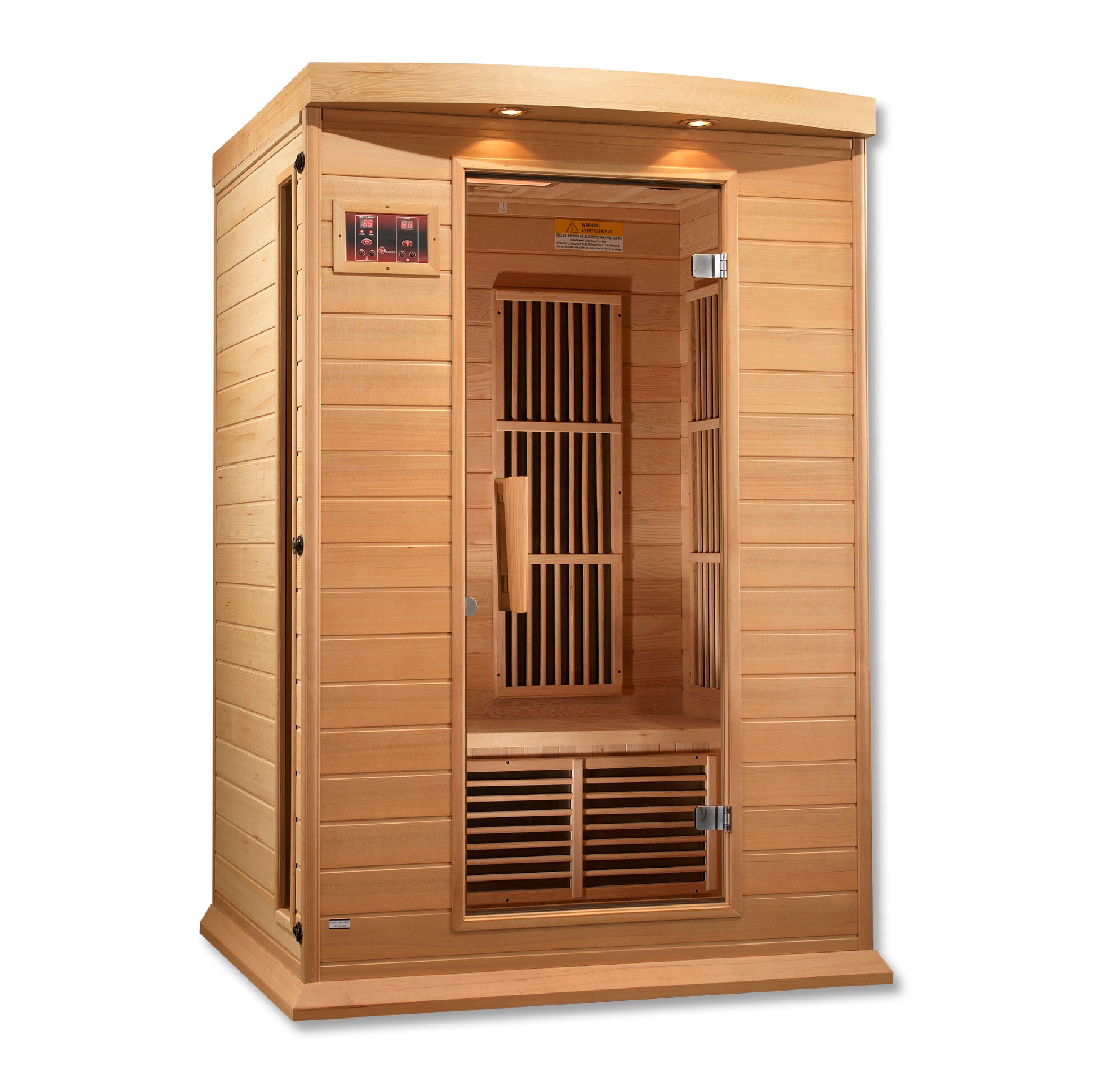 Maxxus 2–Person Low-EMF Infrared Sauna (Canadian Hemlock) — with Chromotherapy & Bluetooth Audio