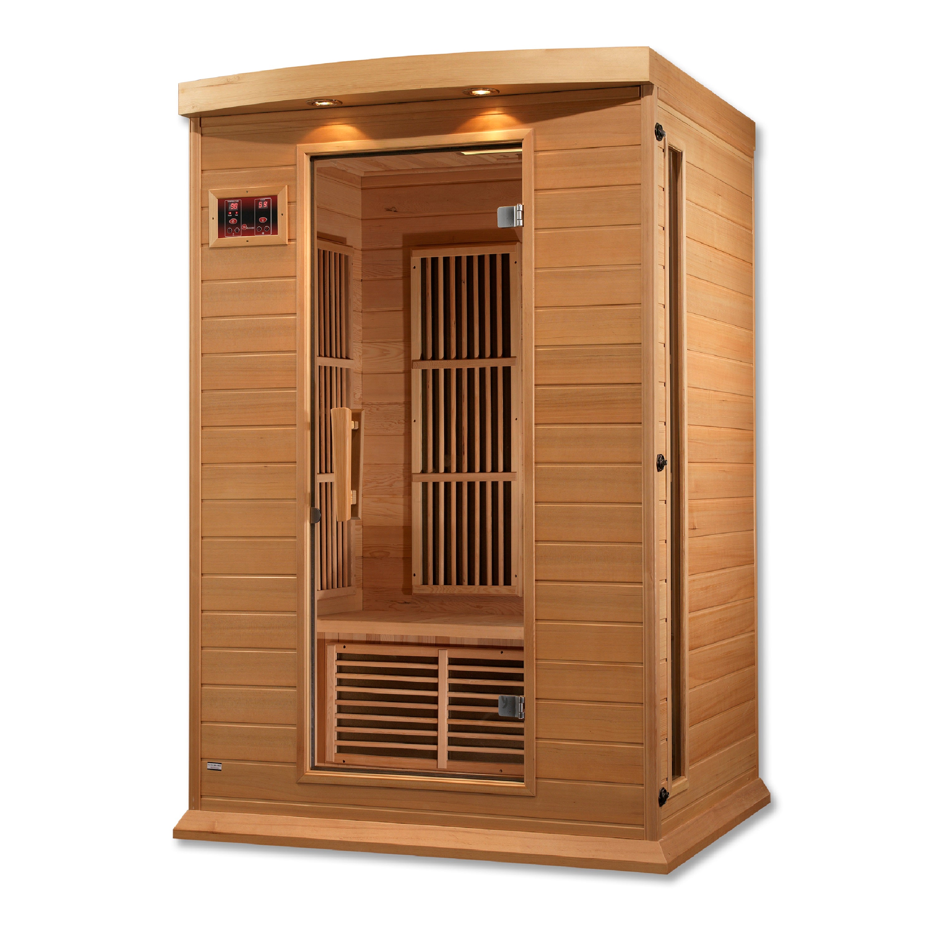 Maxxus 2–Person Low-EMF Infrared Sauna (Canadian Hemlock) — with Chromotherapy & Bluetooth Audio