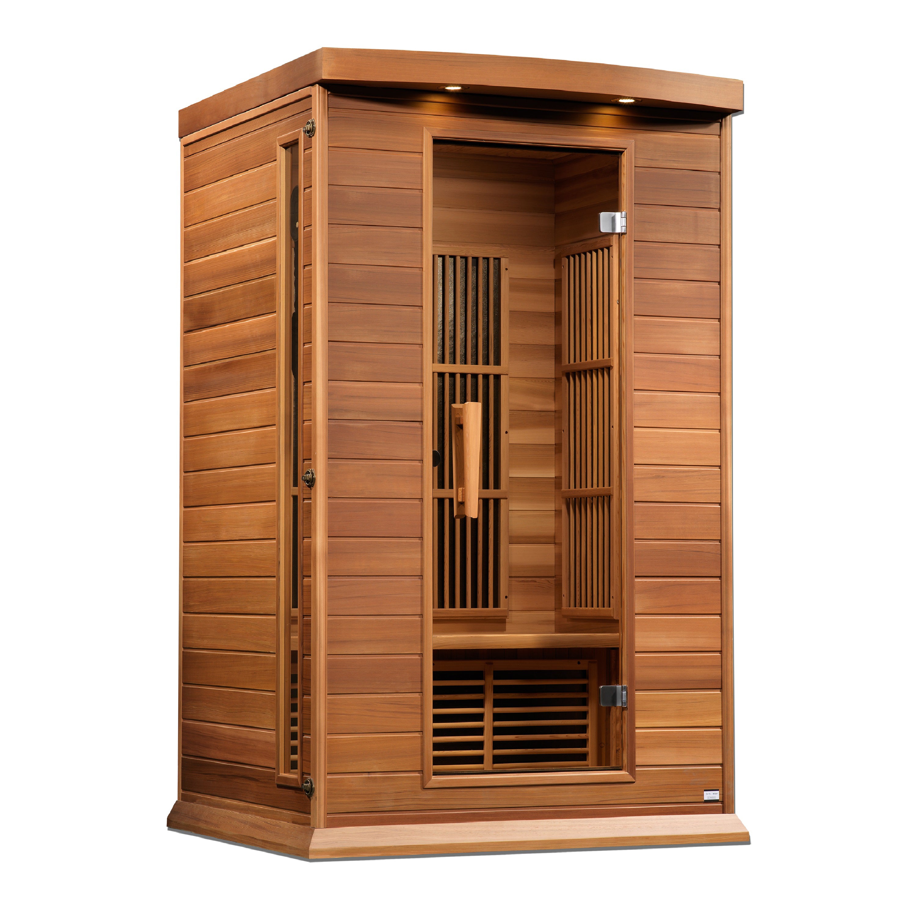 Maxxus 2–Person Near Zero-EMF FAR Infrared Sauna (Canadian Red Cedar) — with Chromotherapy & Bluetooth Audio