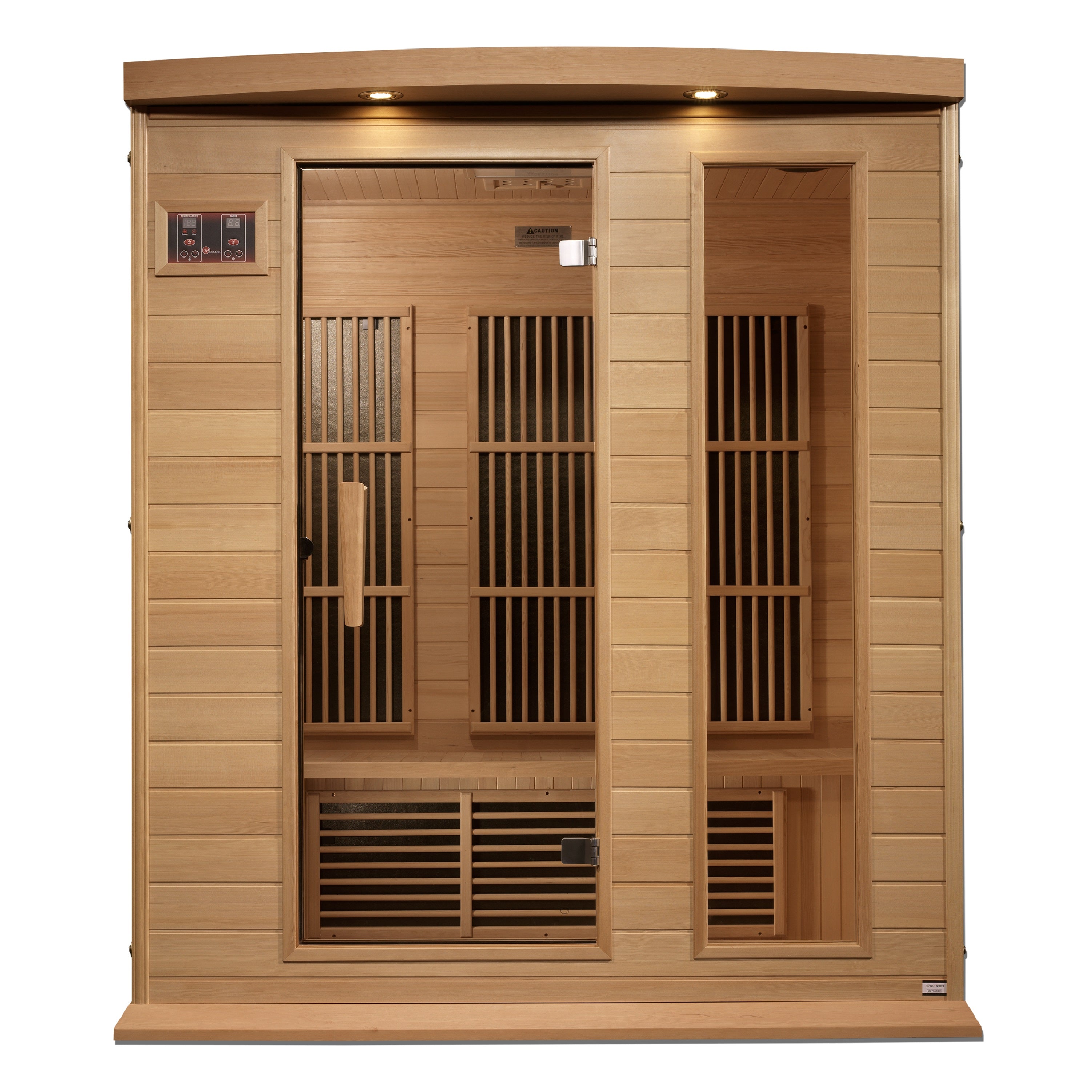 Maxxus 3–Person Near Zero-EMF FAR Infrared Sauna (Canadian Hemlock) — with Chromotherapy & Bluetooth Audio