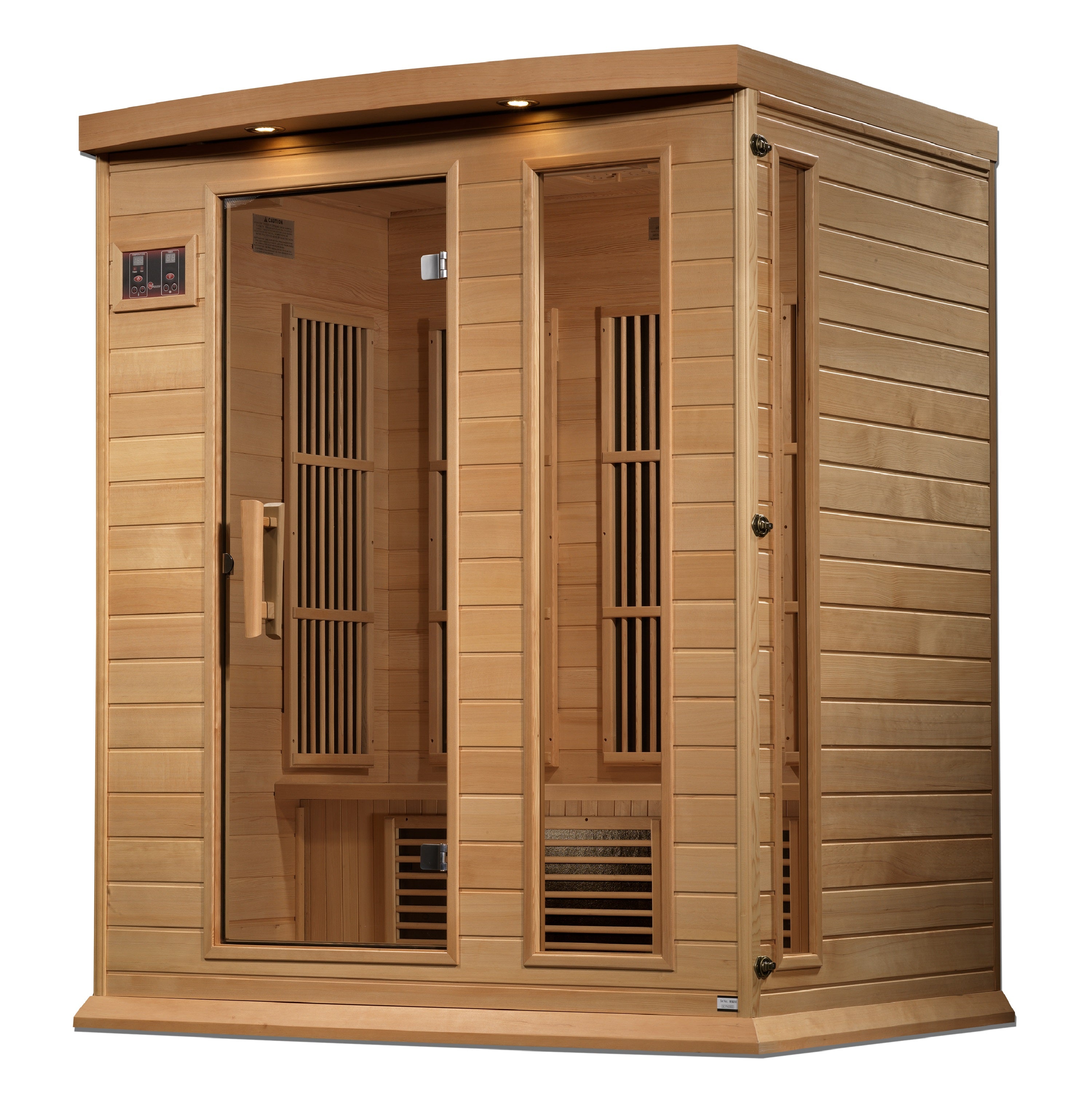 Maxxus 3–Person Near Zero-EMF FAR Infrared Sauna (Canadian Hemlock) — with Chromotherapy & Bluetooth Audio