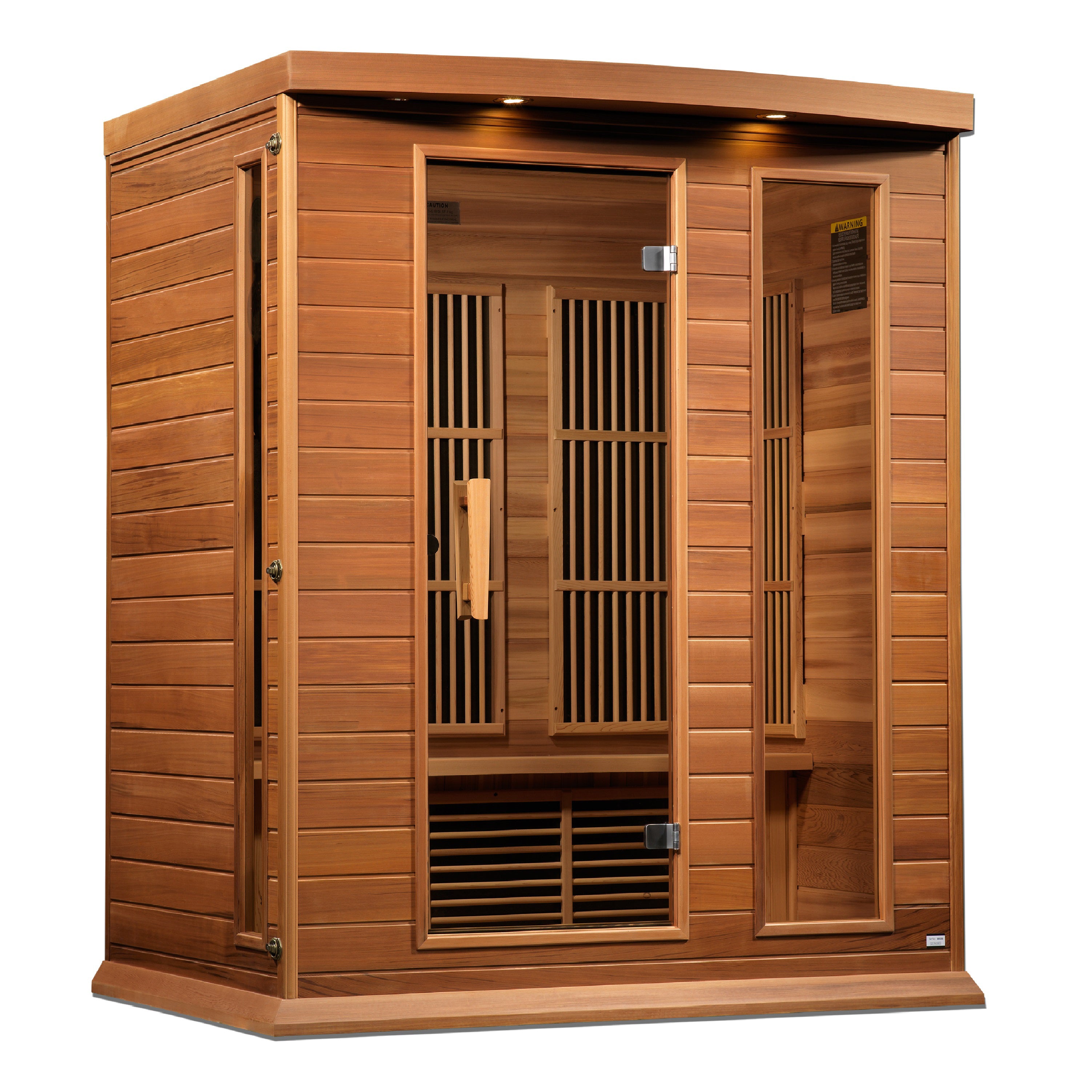 Maxxus 3–Person Near Zero-EMF FAR Infrared Sauna (Canadian Red Cedar) — with Chromotherapy & Bluetooth Audio