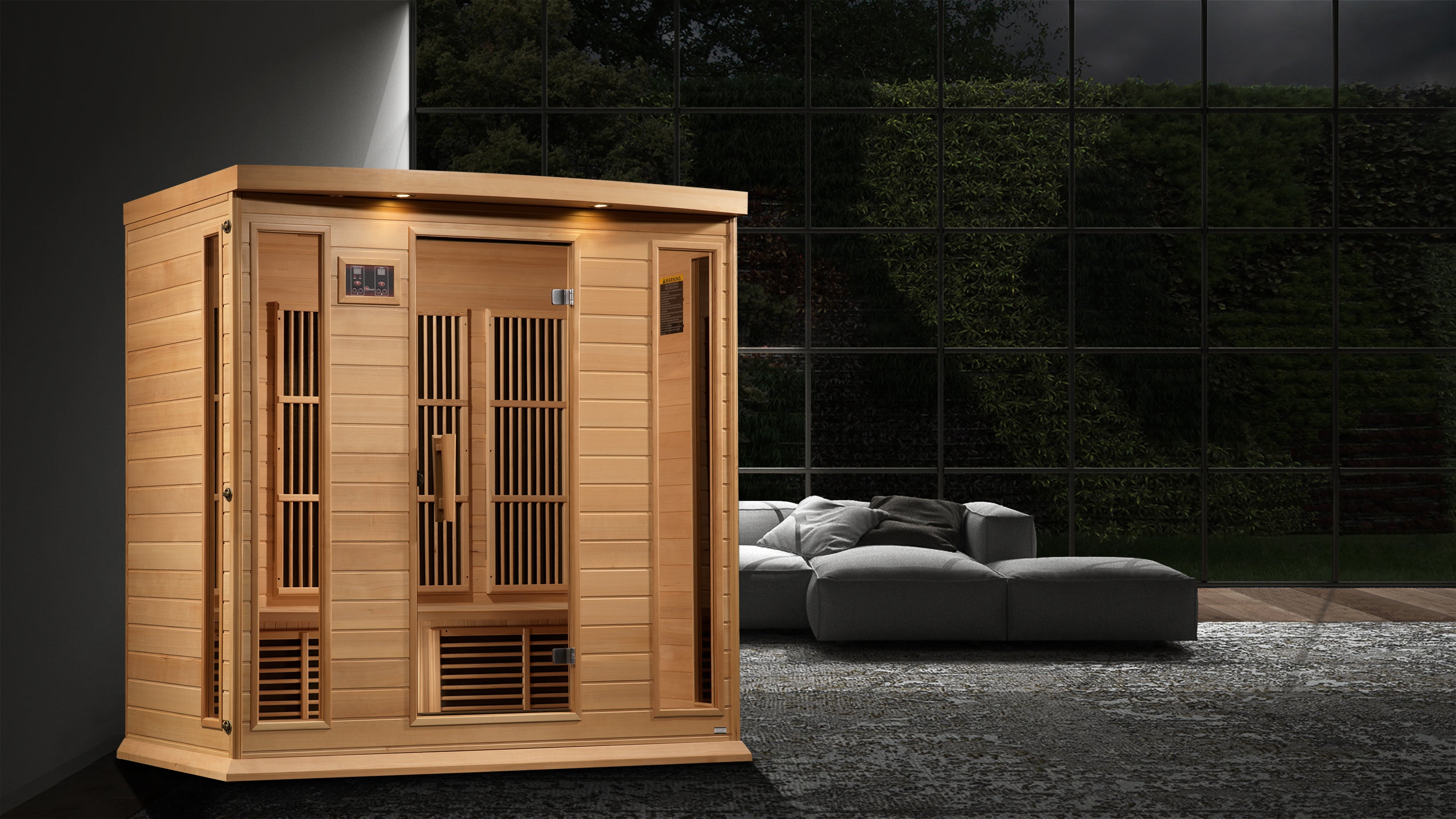 Maxxus 4–Person Near Zero-EMF FAR Infrared Sauna (Canadian Hemlock) — with Chromotherapy & Bluetooth Audio