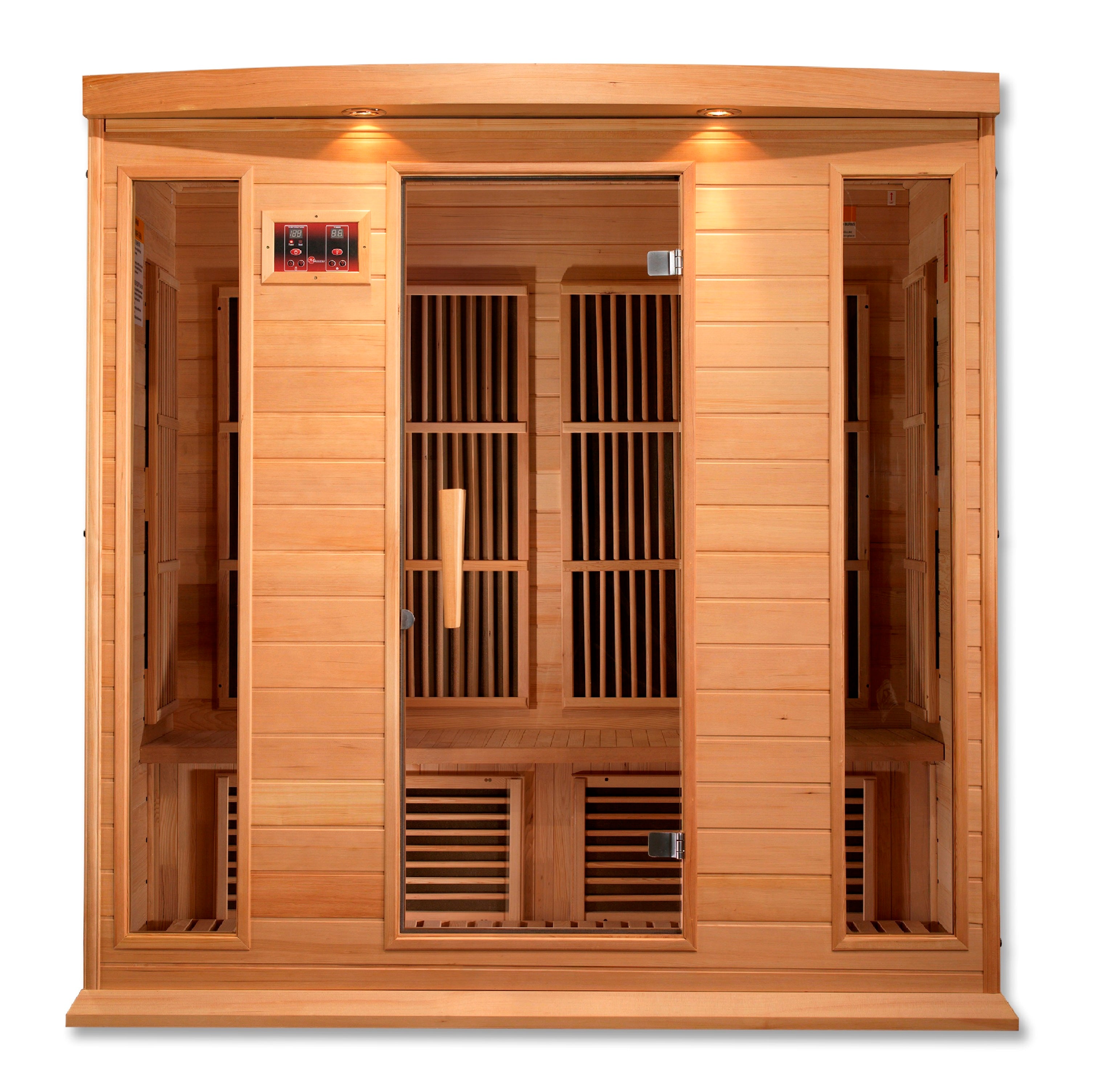 Maxxus 4–Person Low-EMF (5–10 mG) FAR Infrared Sauna (Canadian Hemlock) — with Chromotherapy & Bluetooth Audio