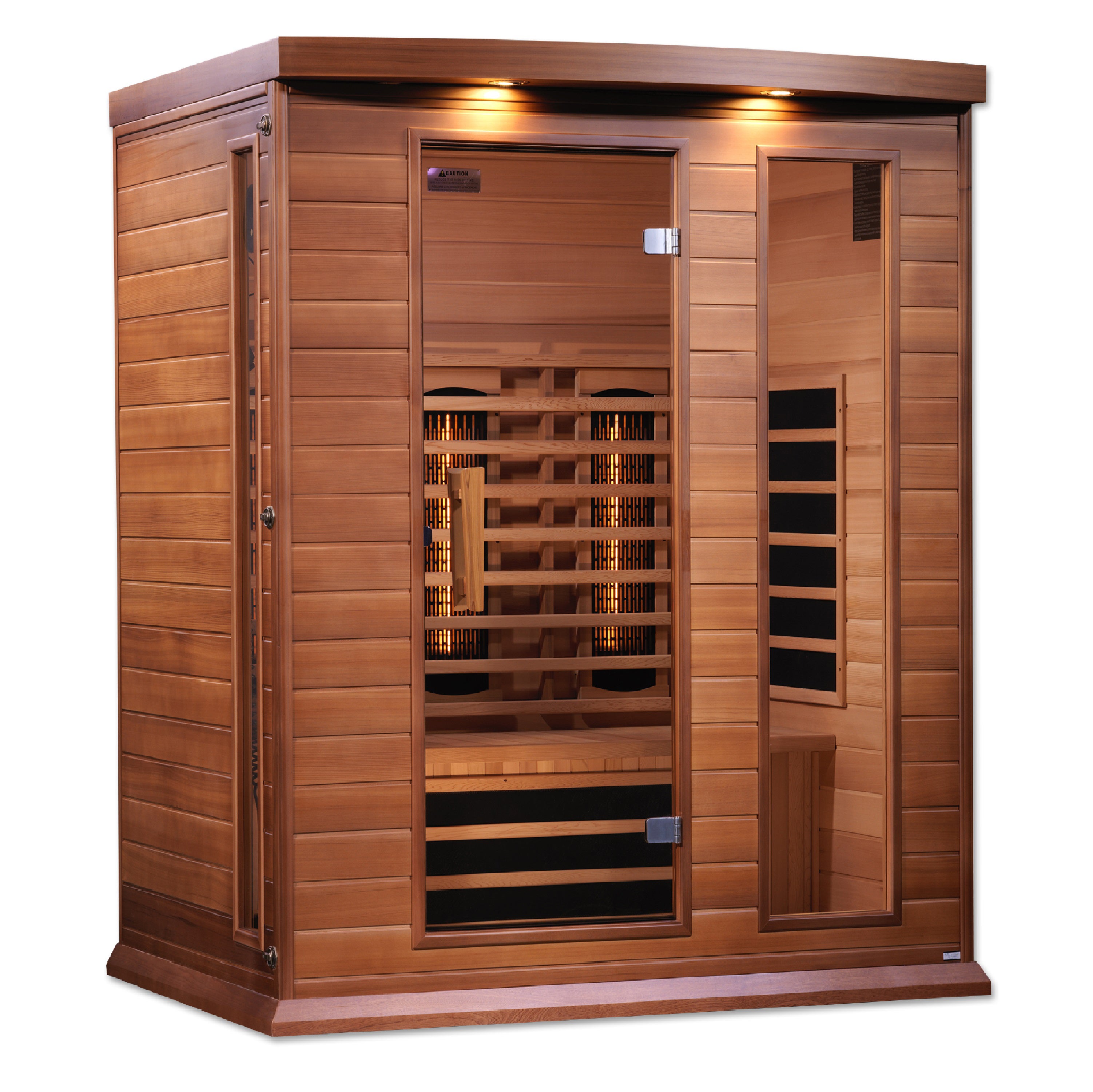 Maxxus 3–Person Full-Spectrum Near-Zero EMF FAR Infrared Sauna (Canadian Red Cedar) — with Chromotherapy & Bluetooth Audio