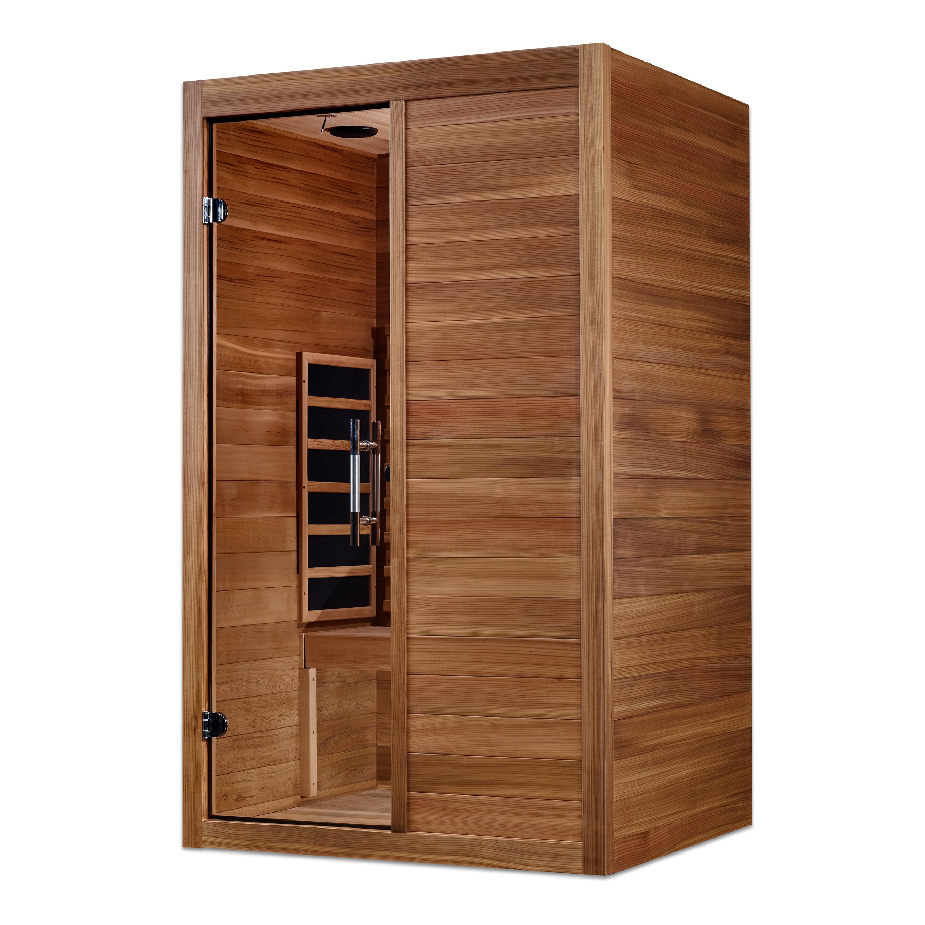 Maxxus S-Line Yoga 2–Person Full-Spectrum Near-Zero EMF FAR Infrared Sauna (Pacific Cedar) — with Chromotherapy & Bluetooth Audio