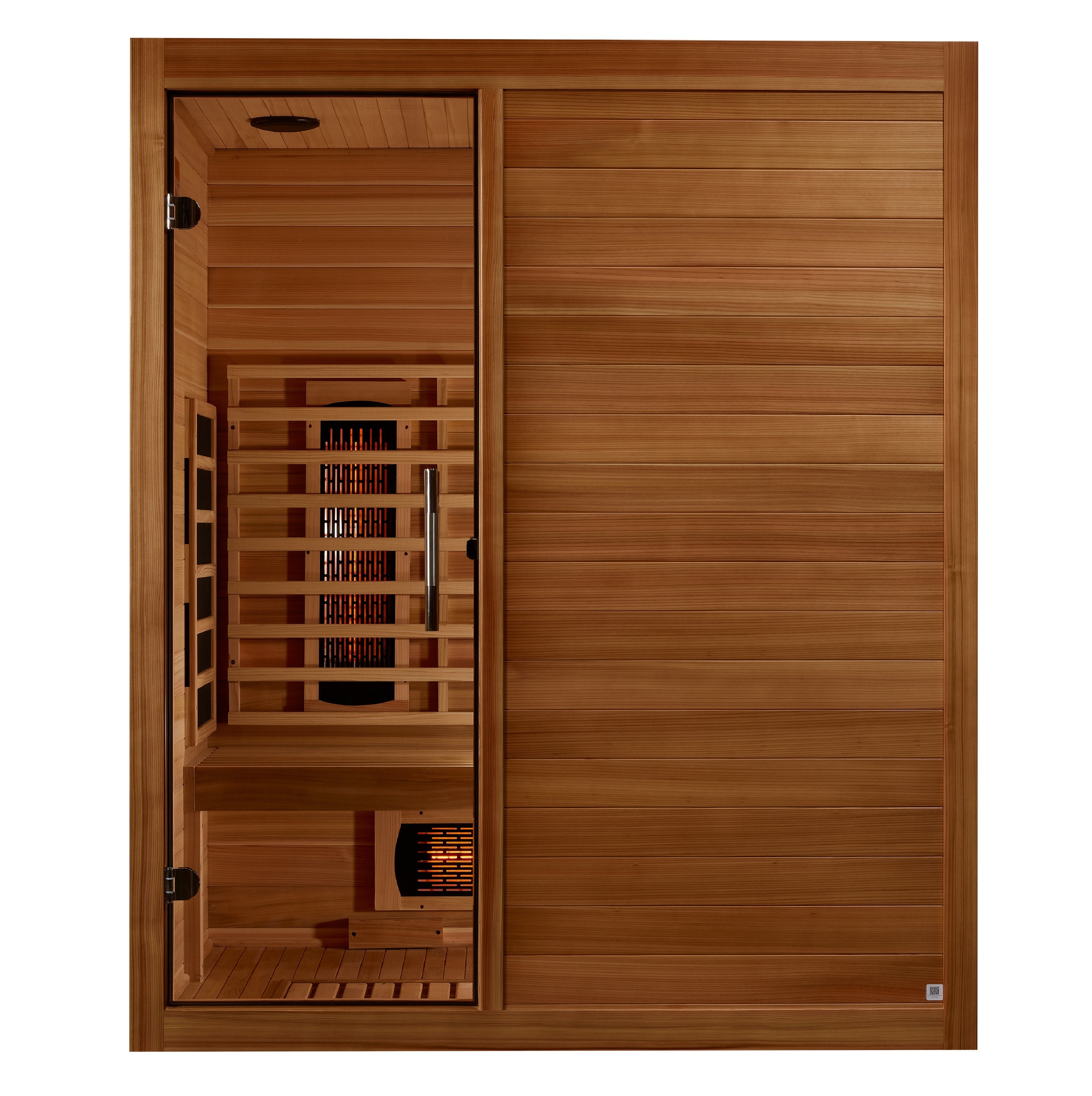 Maxxus S-Line Yoga 3–Person Full-Spectrum Near-Zero EMF FAR Infrared Sauna (Pacific Cedar) — with Chromotherapy & Bluetooth Audio