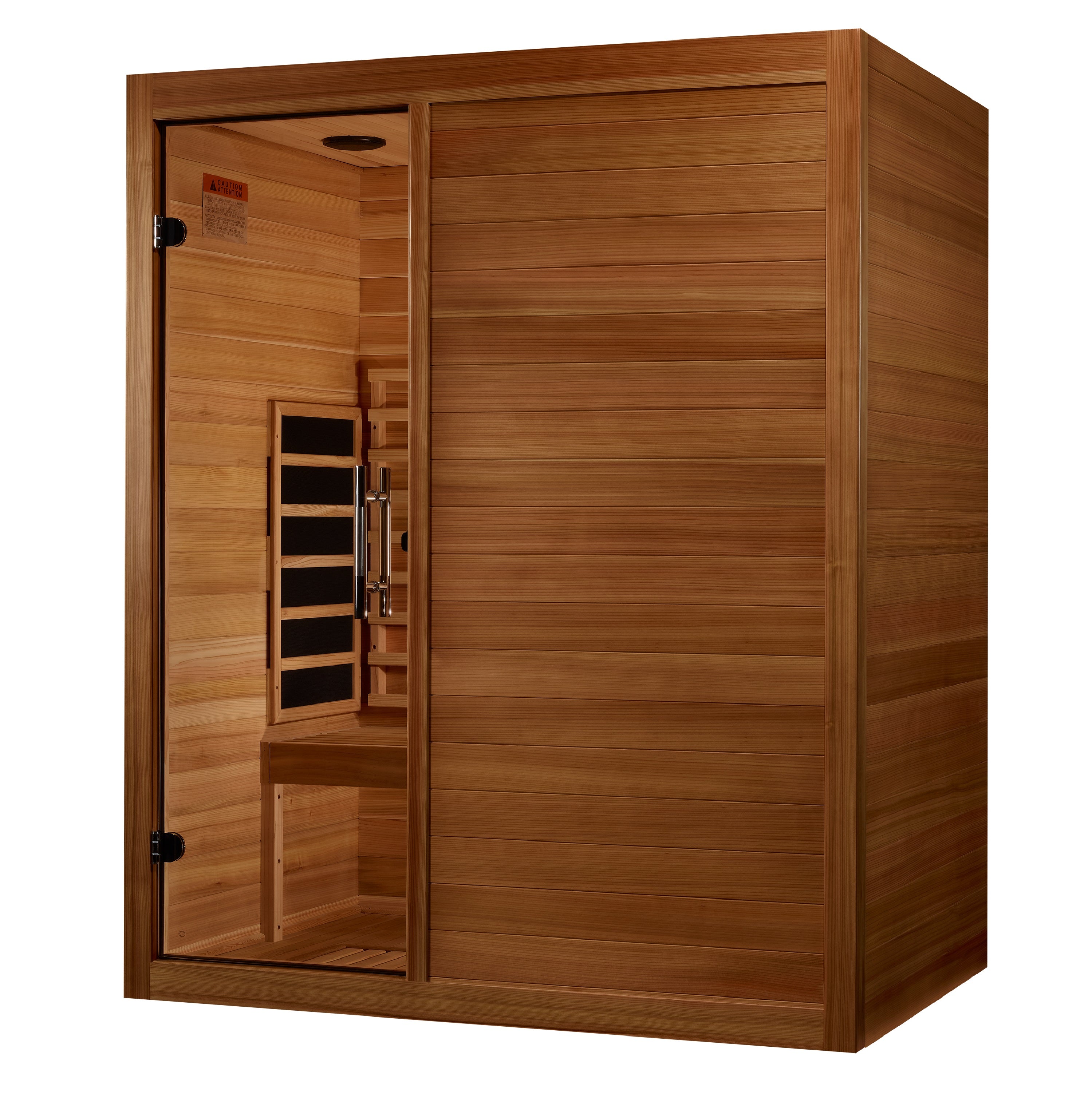 Maxxus S-Line Yoga 3–Person Full-Spectrum Near-Zero EMF FAR Infrared Sauna (Pacific Cedar) — with Chromotherapy & Bluetooth Audio