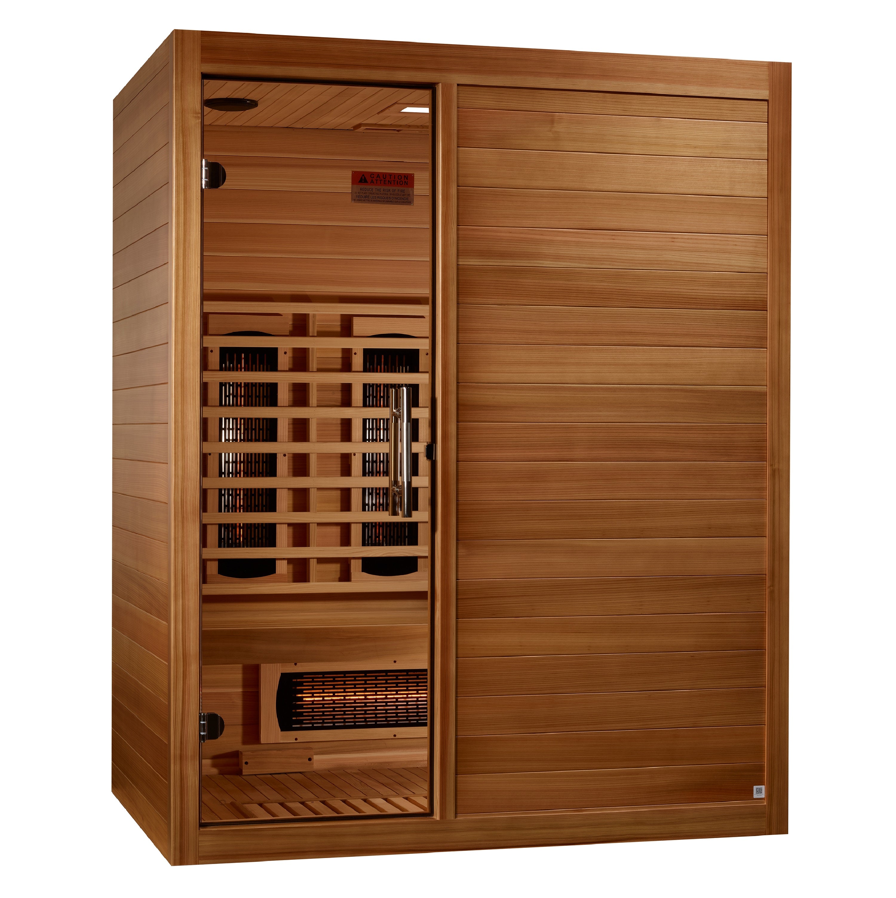 Maxxus S-Line Yoga 3–Person Full-Spectrum Near-Zero EMF FAR Infrared Sauna (Pacific Cedar) — with Chromotherapy & Bluetooth Audio