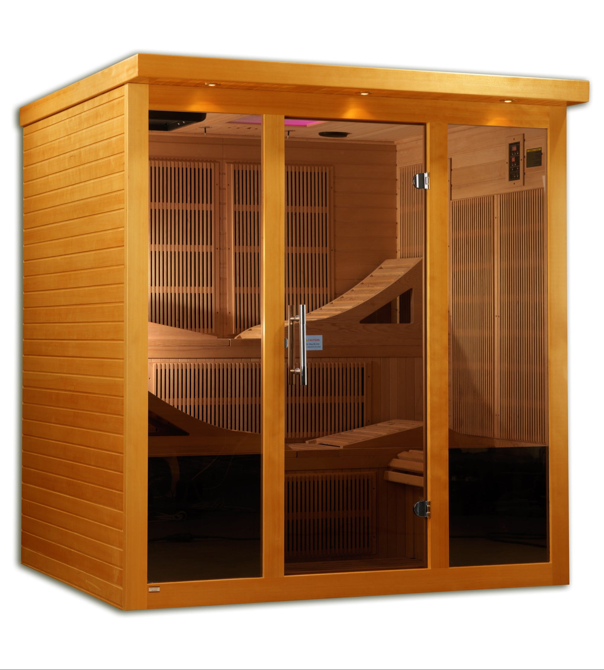 Dynamic Monaco Elite 6–Person Ultra Low-EMF Infrared Sauna (Canadian Hemlock) — with Chromotherapy, Bronze Glass, DVD/FM & Bluetooth Audio