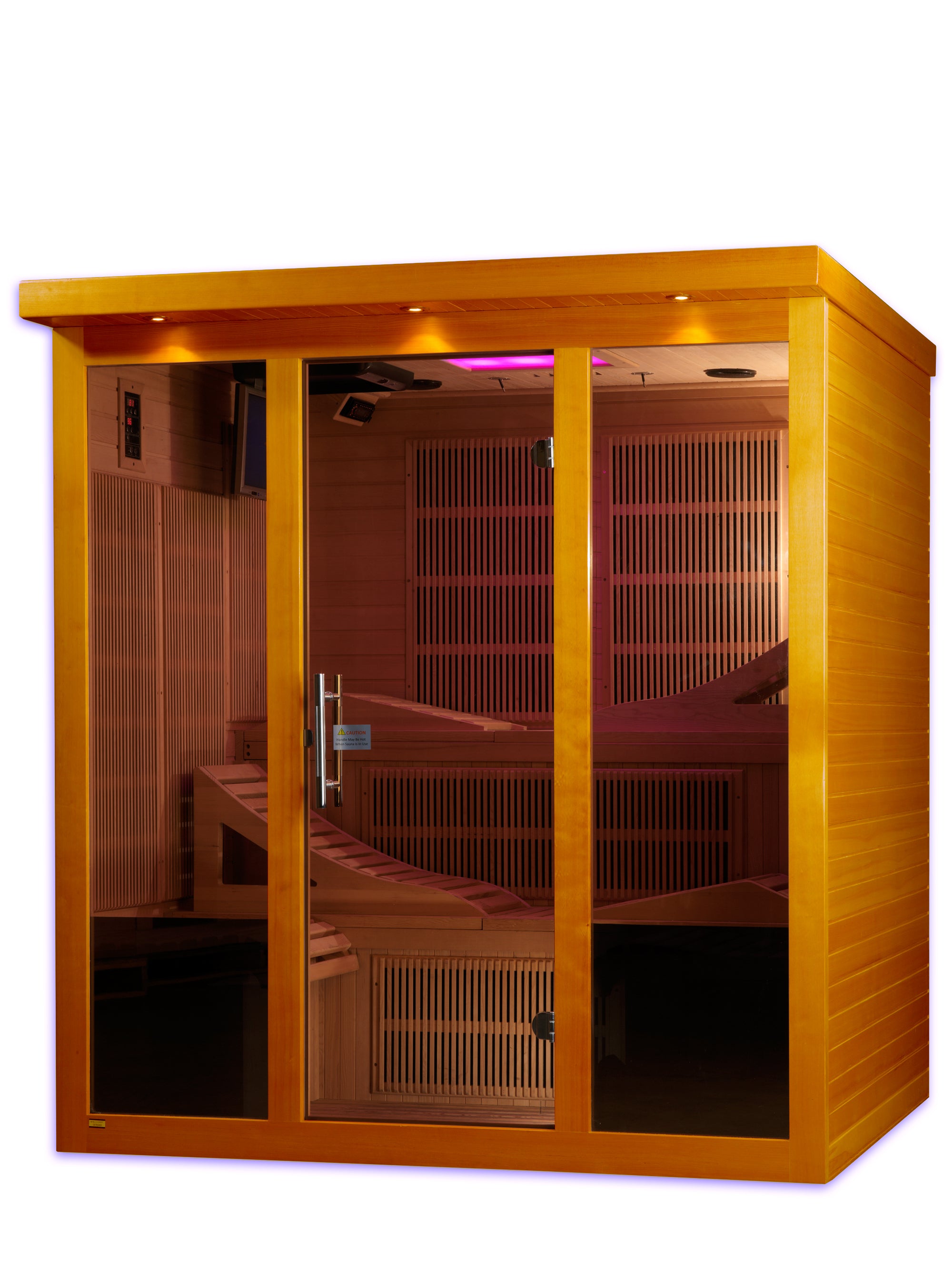 Dynamic Monaco Elite 6–Person Ultra Low-EMF Infrared Sauna (Canadian Hemlock) — with Chromotherapy, Bronze Glass, DVD/FM & Bluetooth Audio