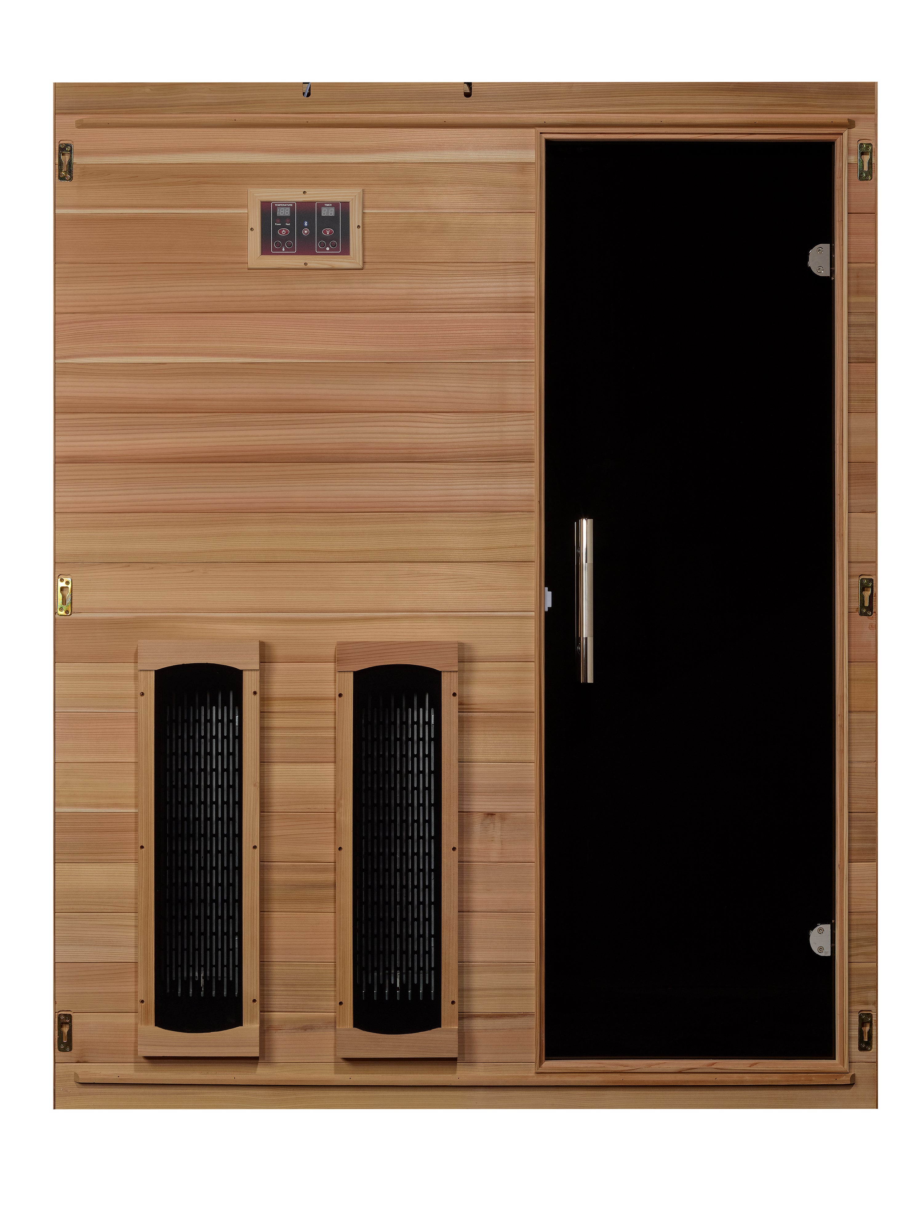Maxxus S-Line Yoga 3–Person Full-Spectrum Near-Zero EMF FAR Infrared Sauna (Pacific Cedar) — with Chromotherapy & Bluetooth Audio